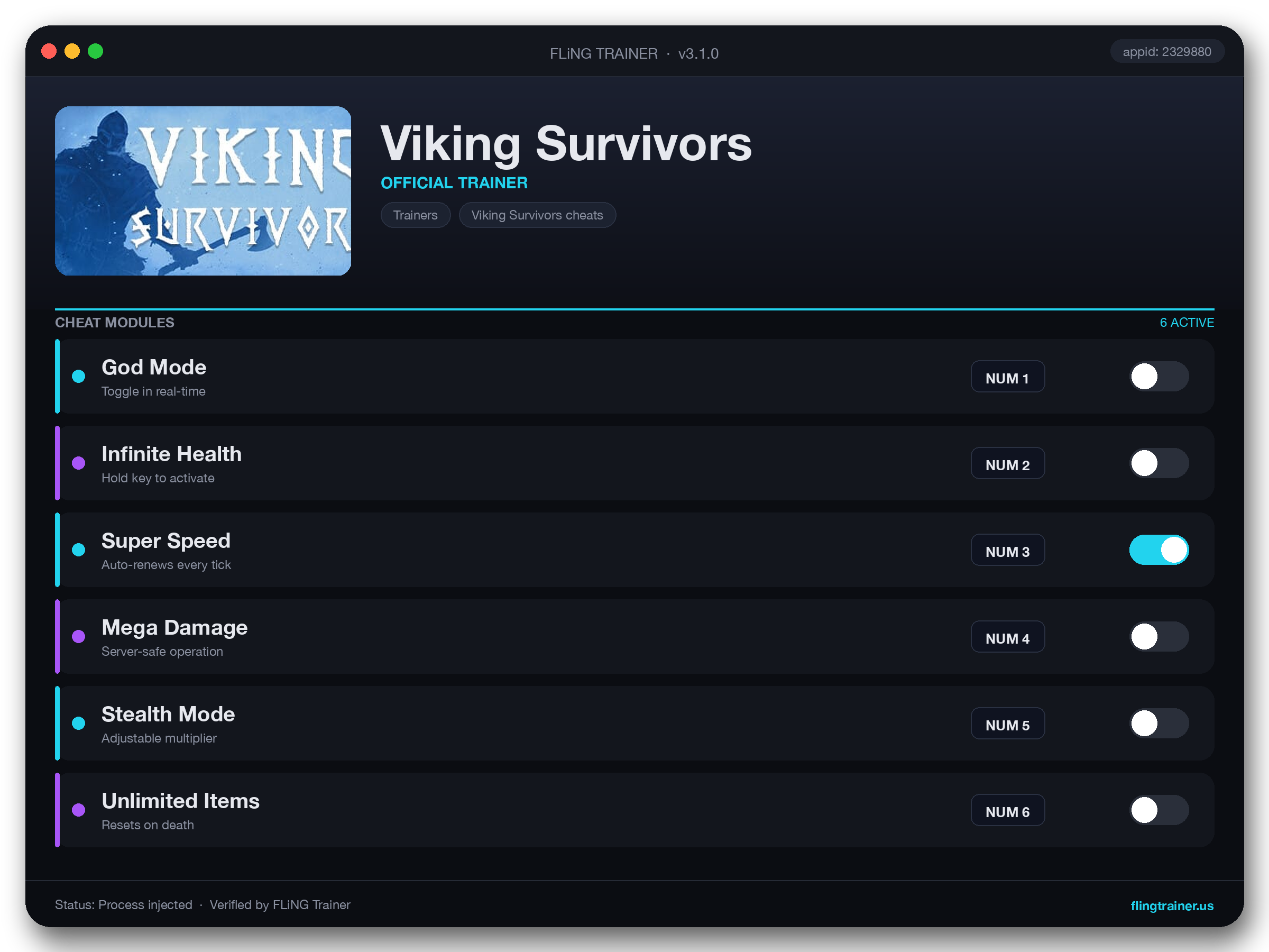 Viking Survivors Trainer interface