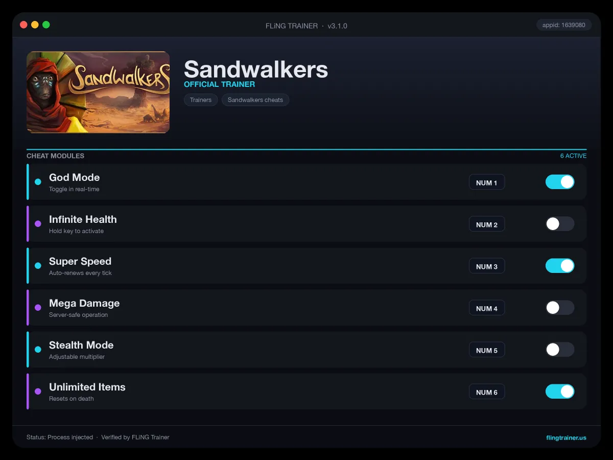 Sandwalkers Trainer interface