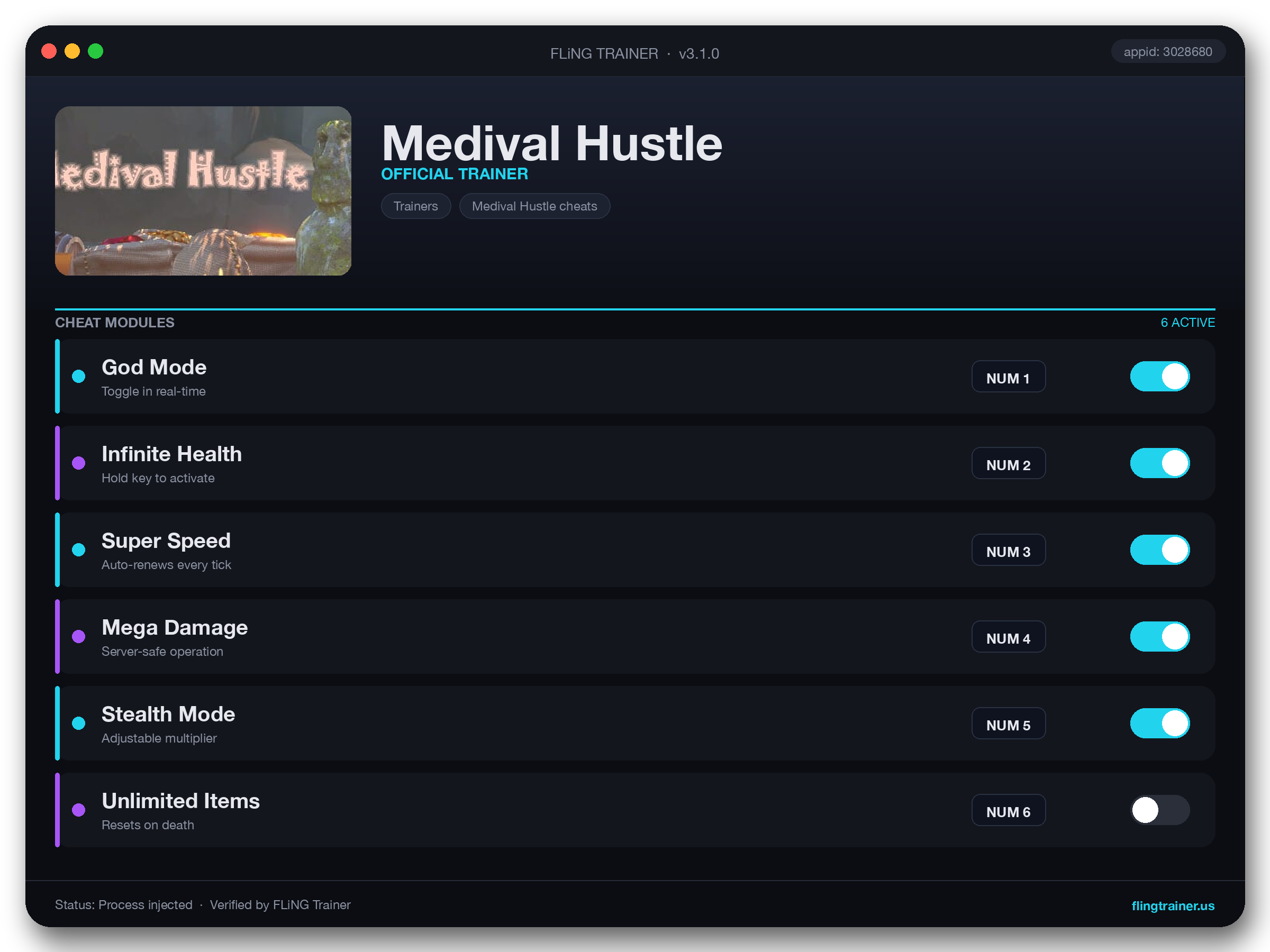 Medival Hustle Trainer interface