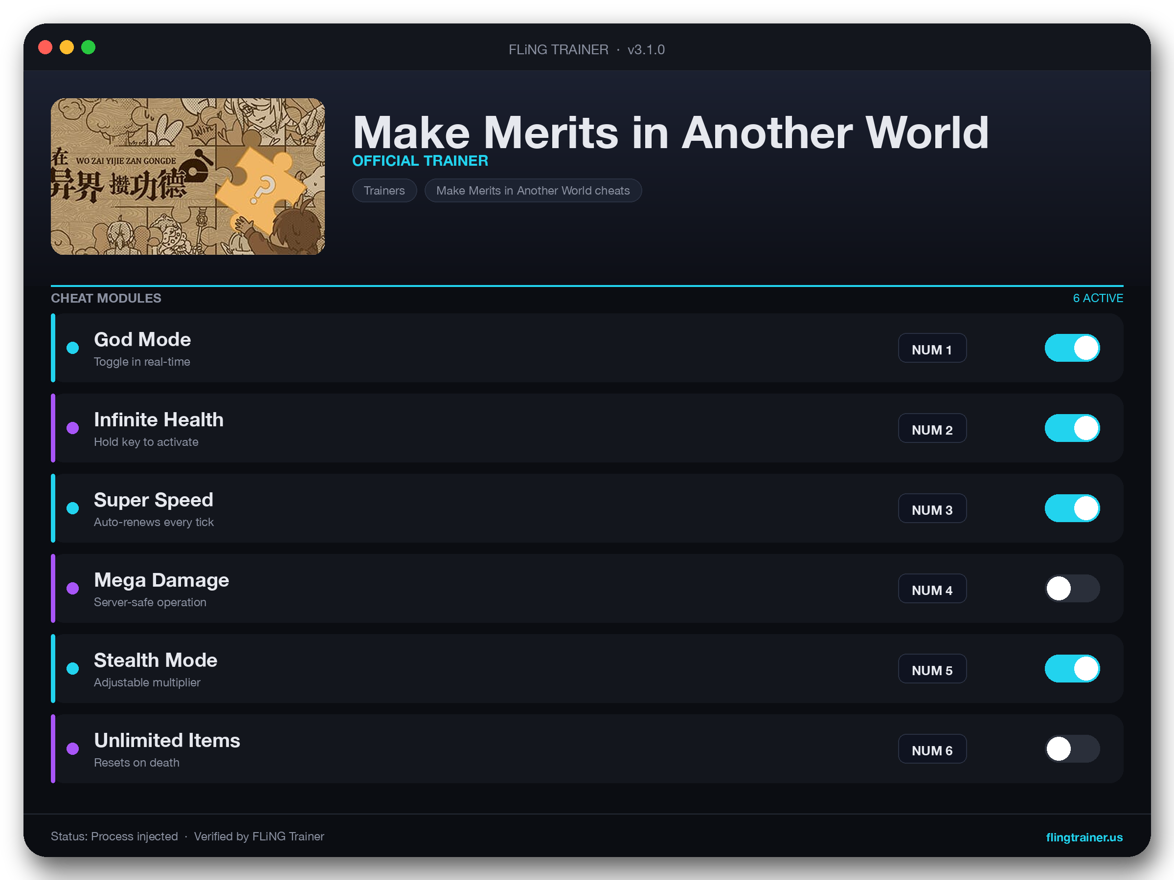 Make Merits in Another World Trainer interface