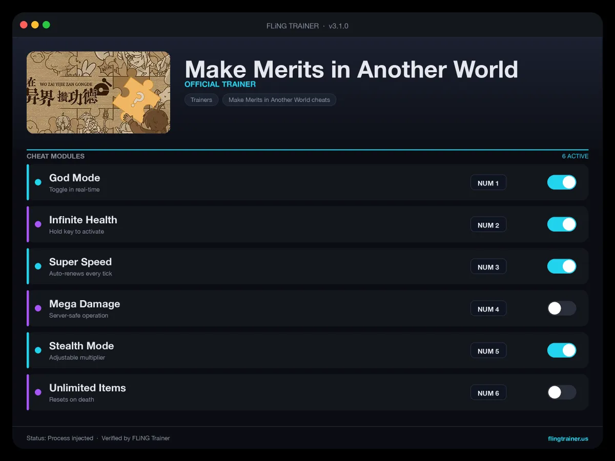 Make Merits in Another World Trainer interface