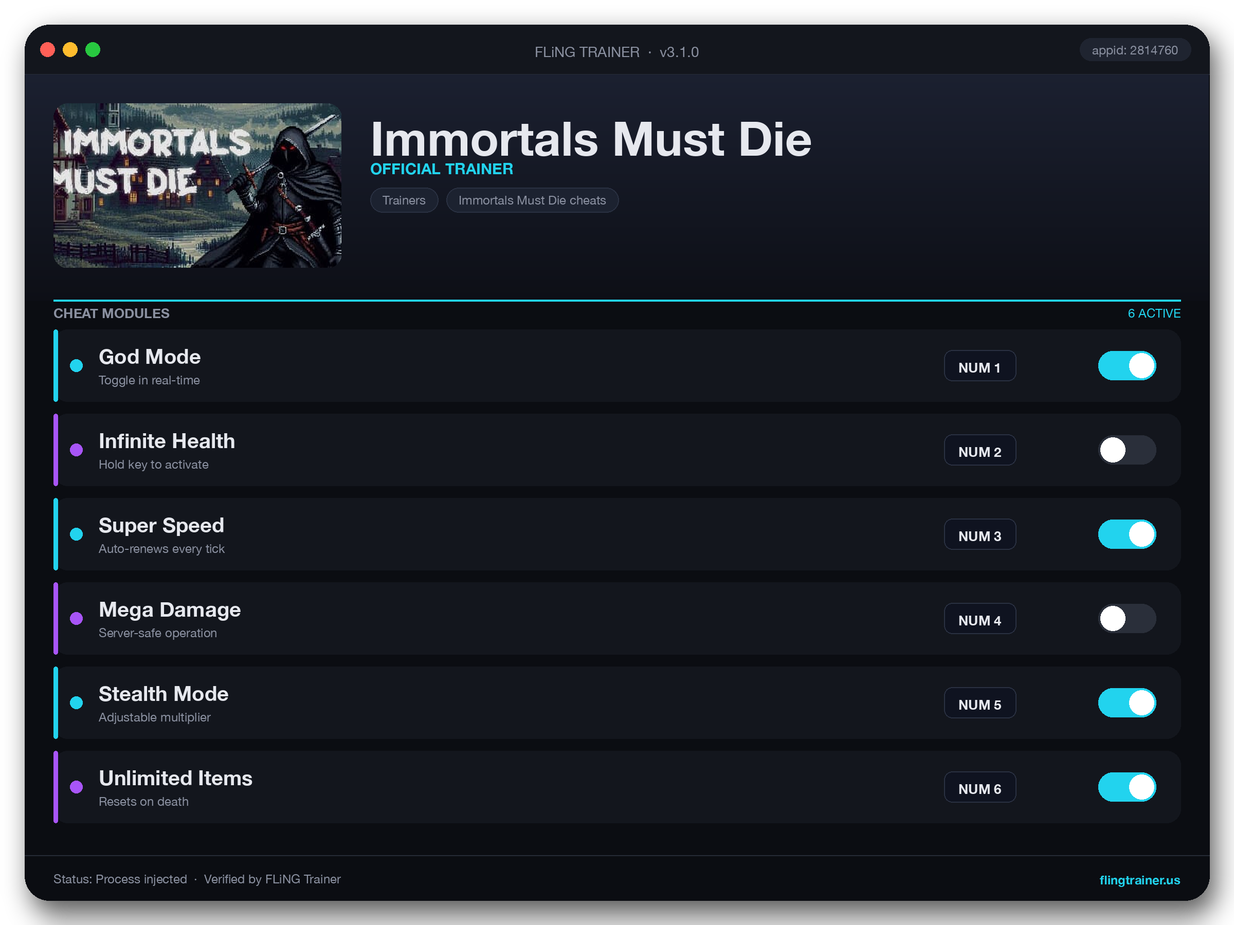 Immortals Must Die Trainer interface