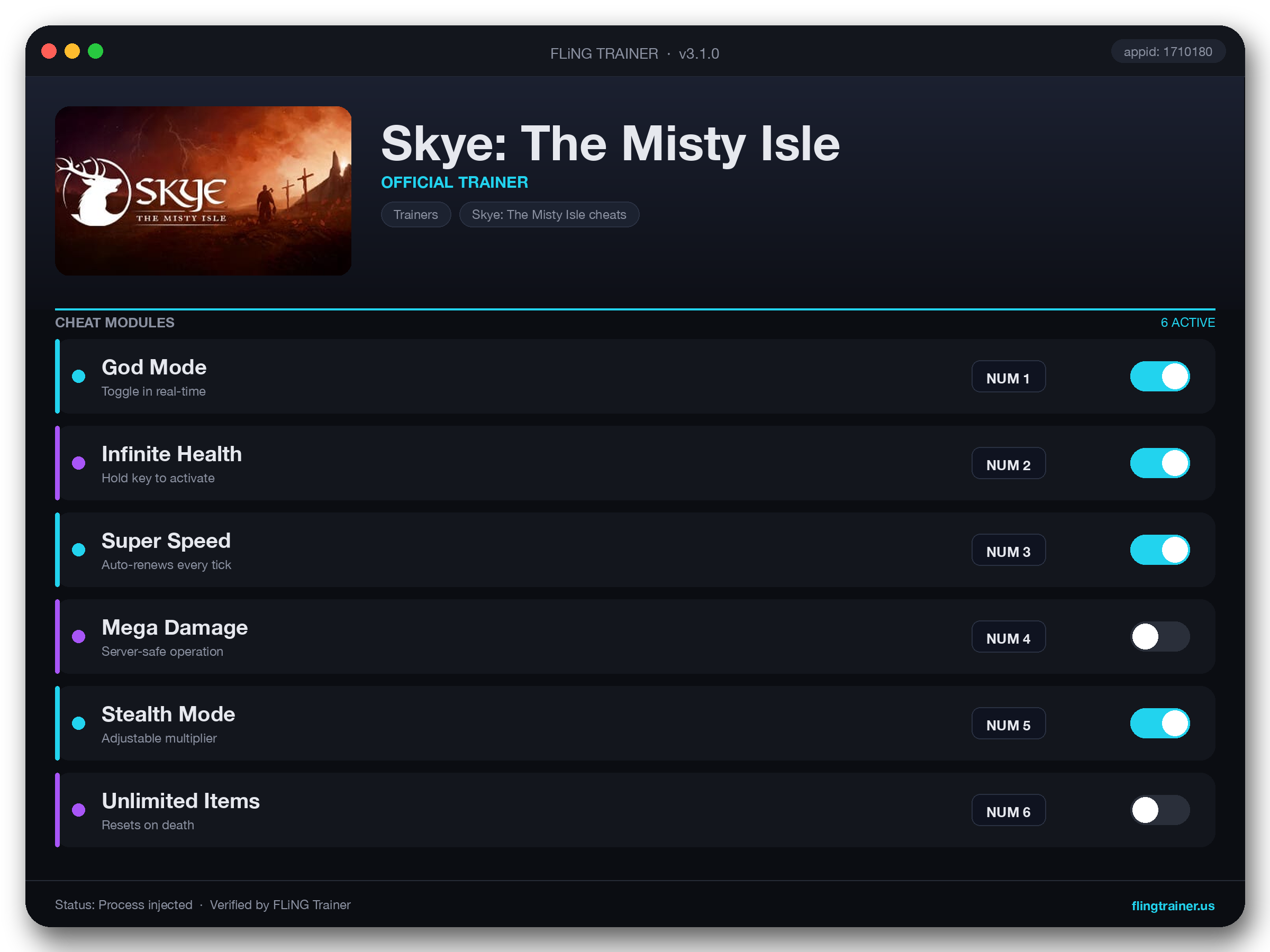 Skye: The Misty Isle Trainer interface