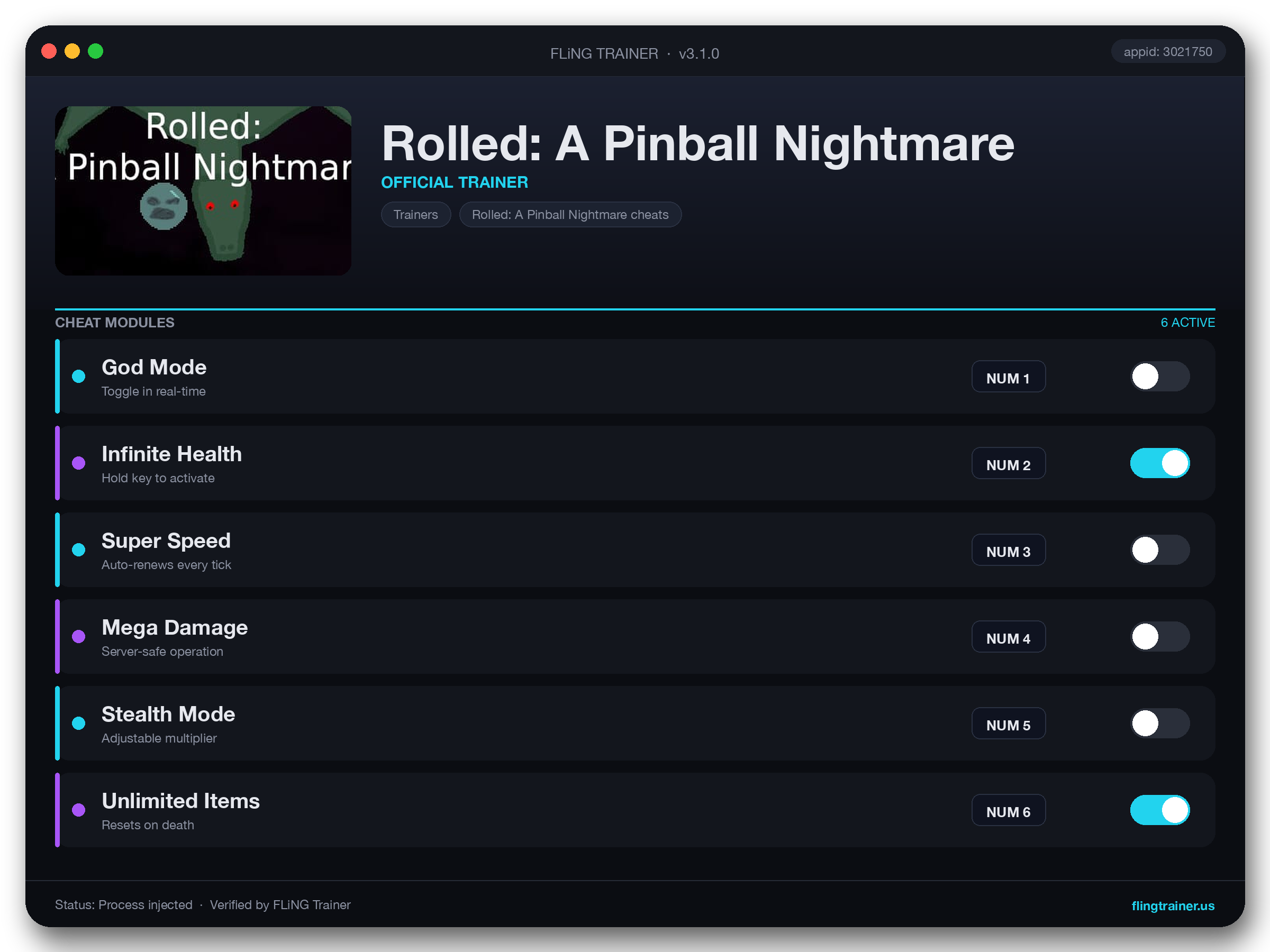 Rolled: A Pinball Nightmare Trainer interface