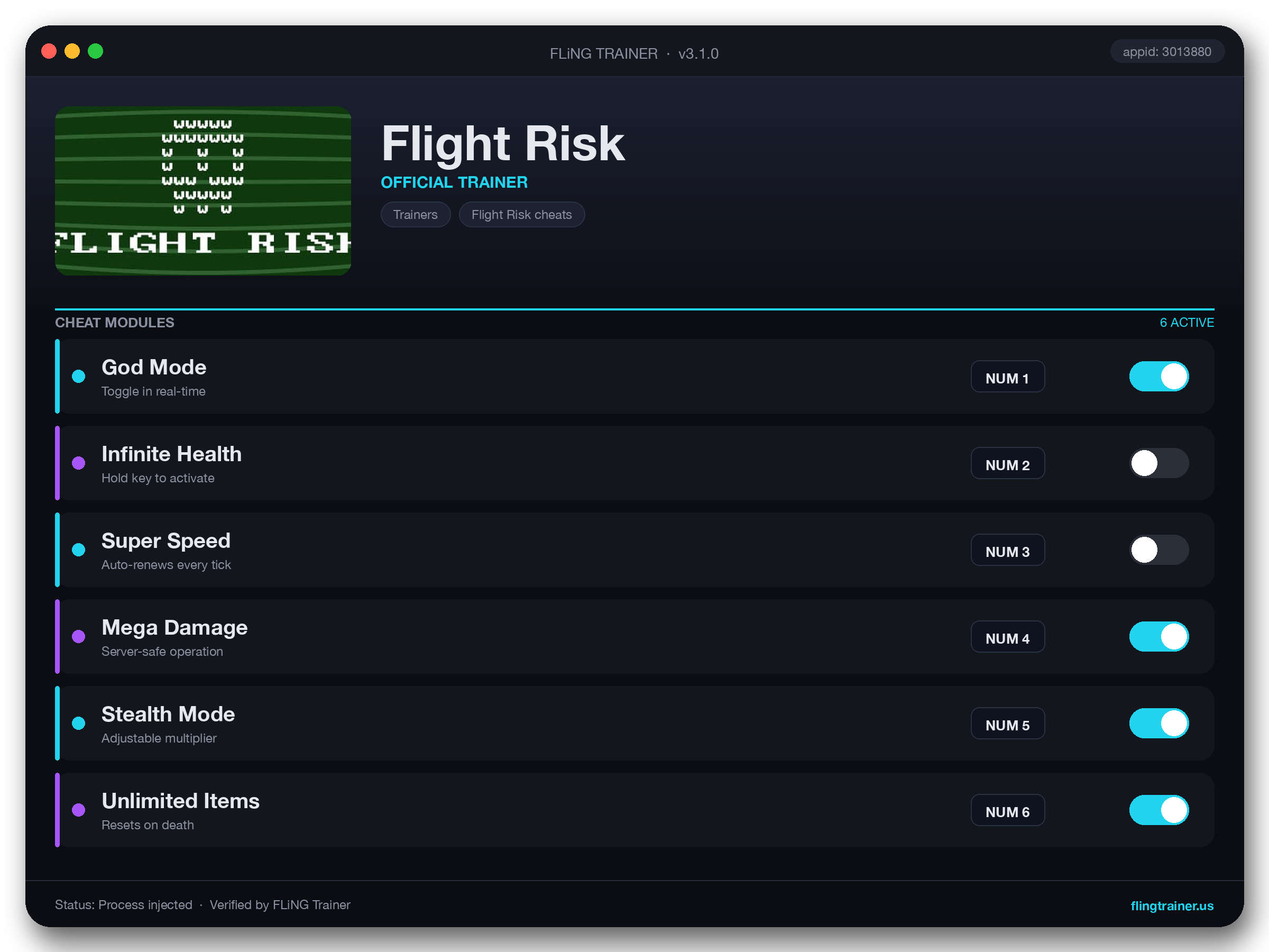 Flight Risk Trainer interface