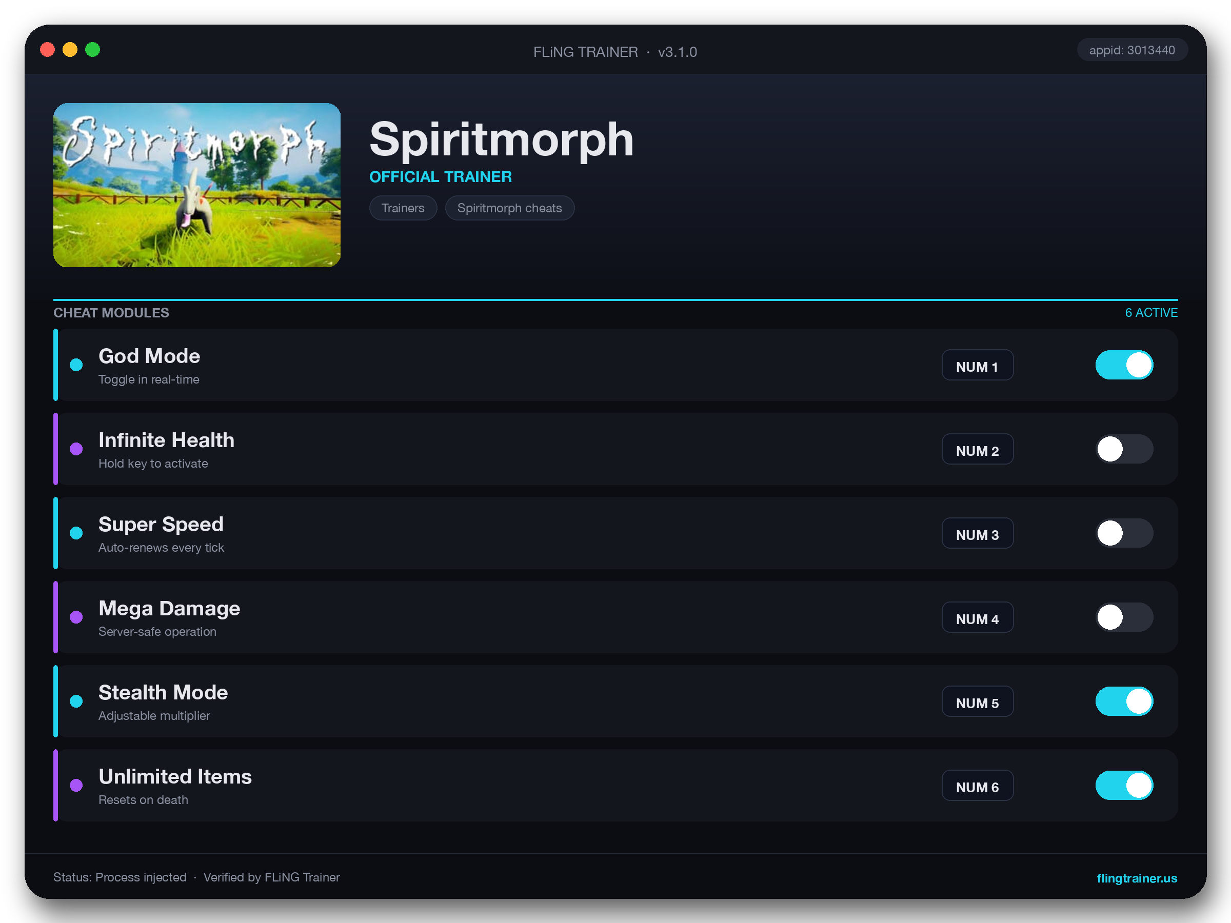 Spiritmorph Trainer interface