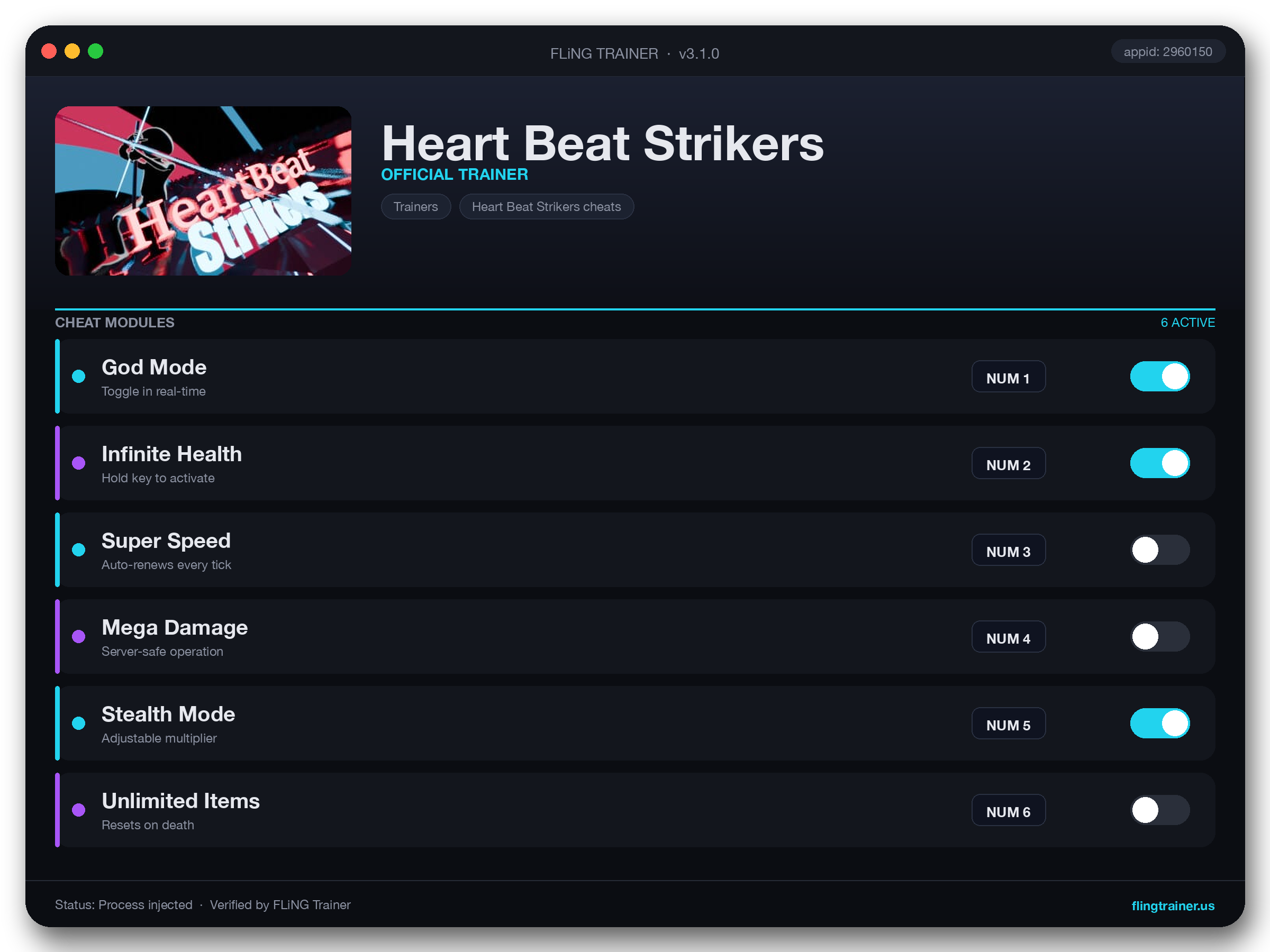 Heart Beat Strikers Trainer interface