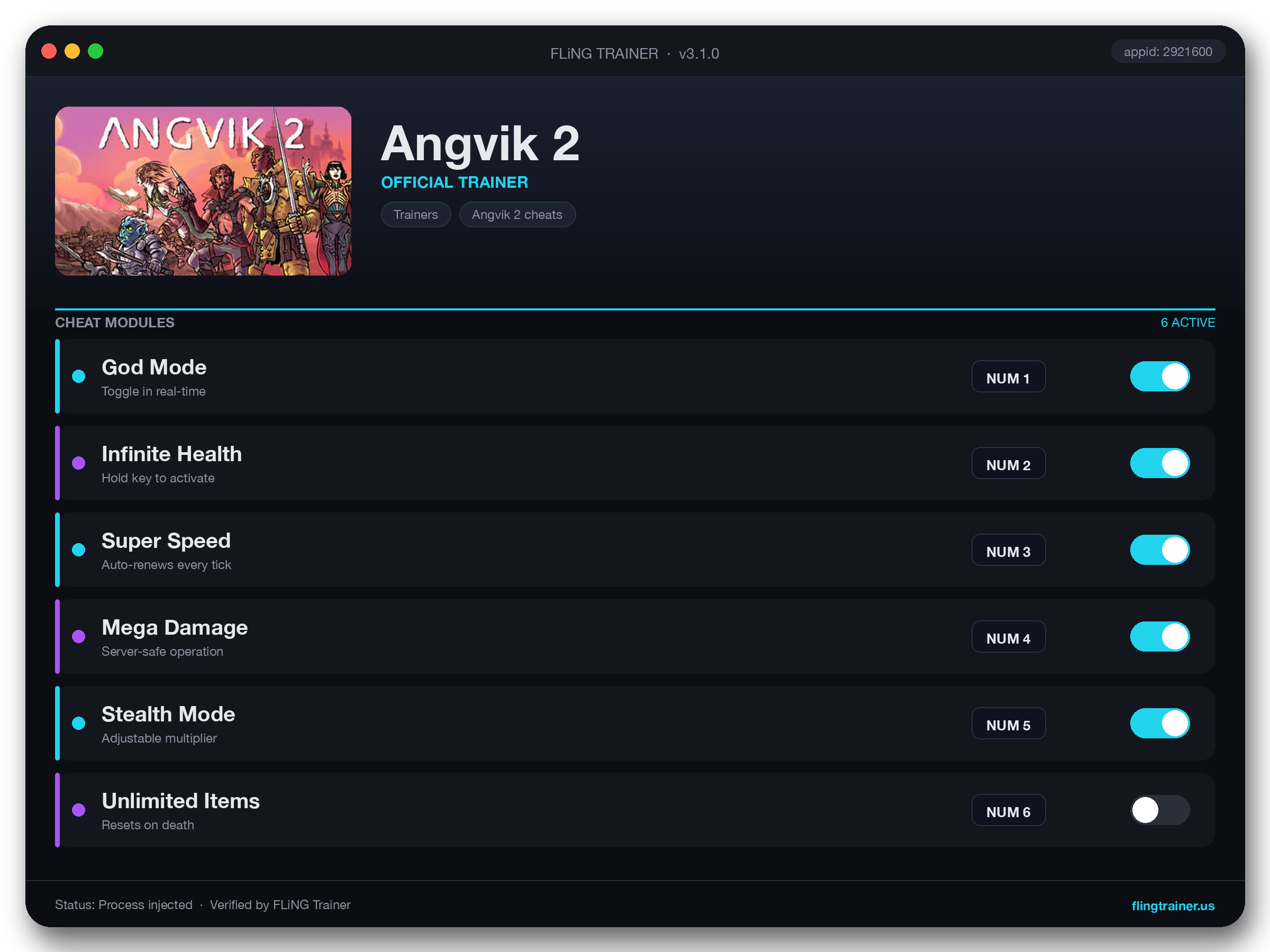 Angvik 2 Trainer interface