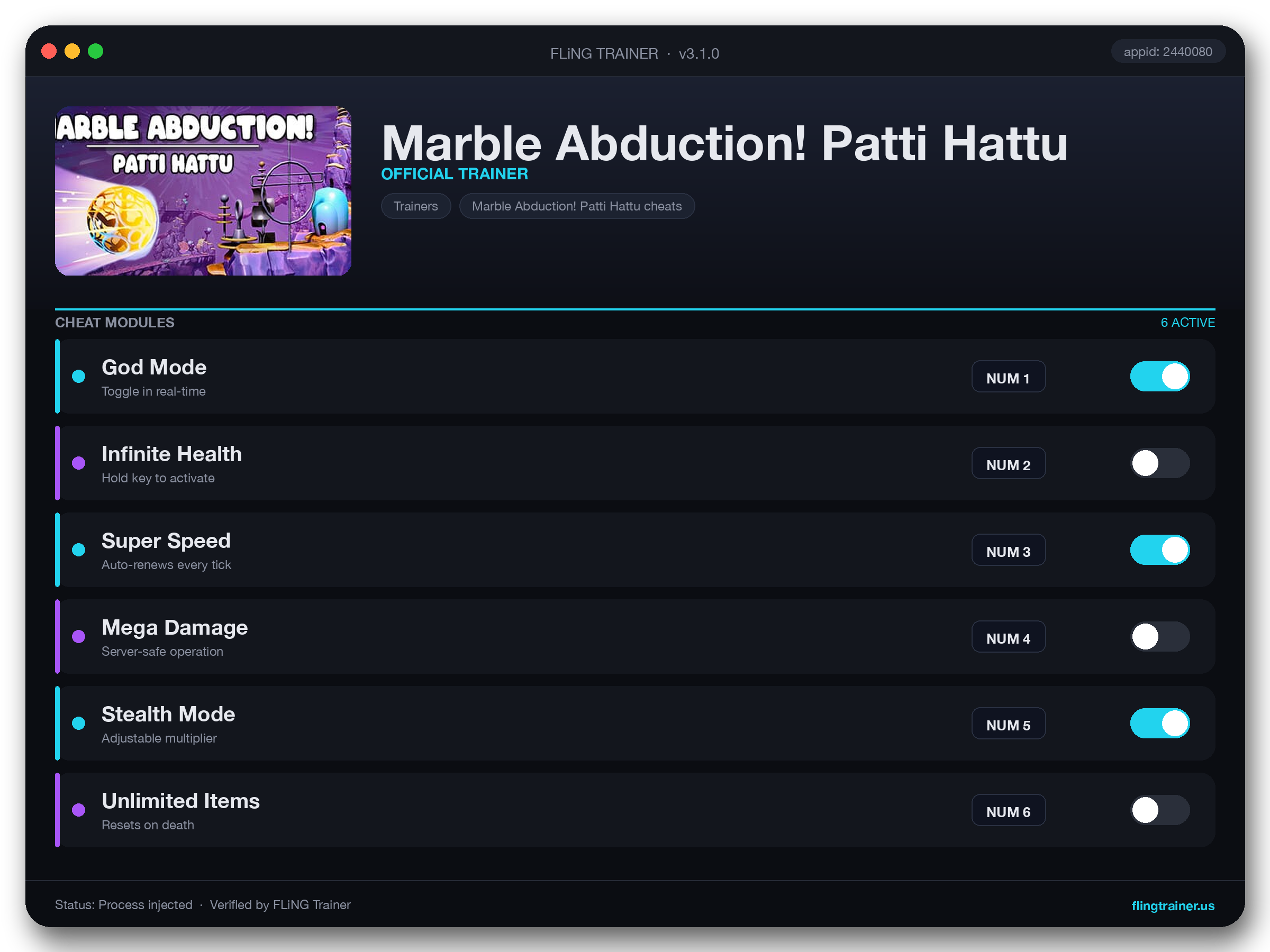Marble Abduction! Patti Hattu Trainer interface