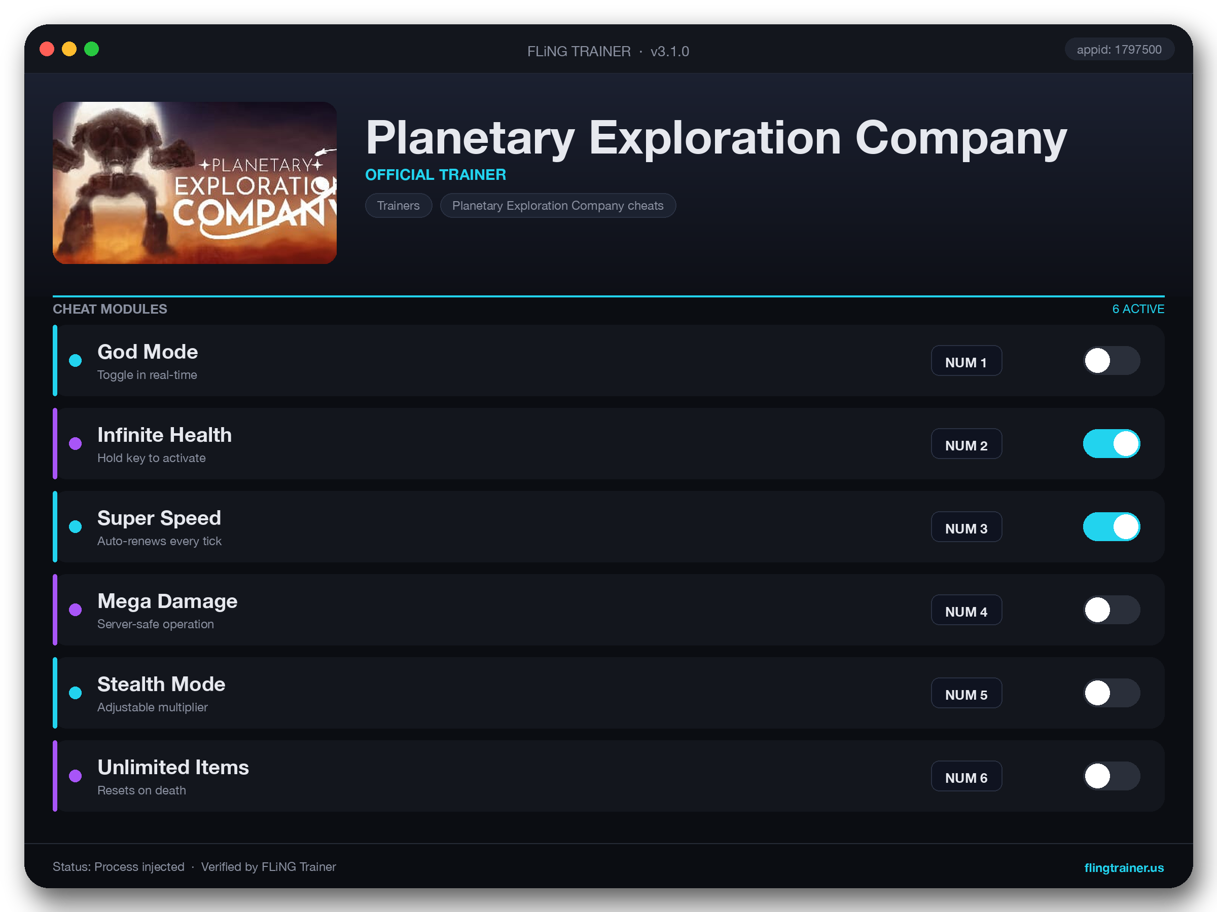 Planetary Exploration Company Trainer interface