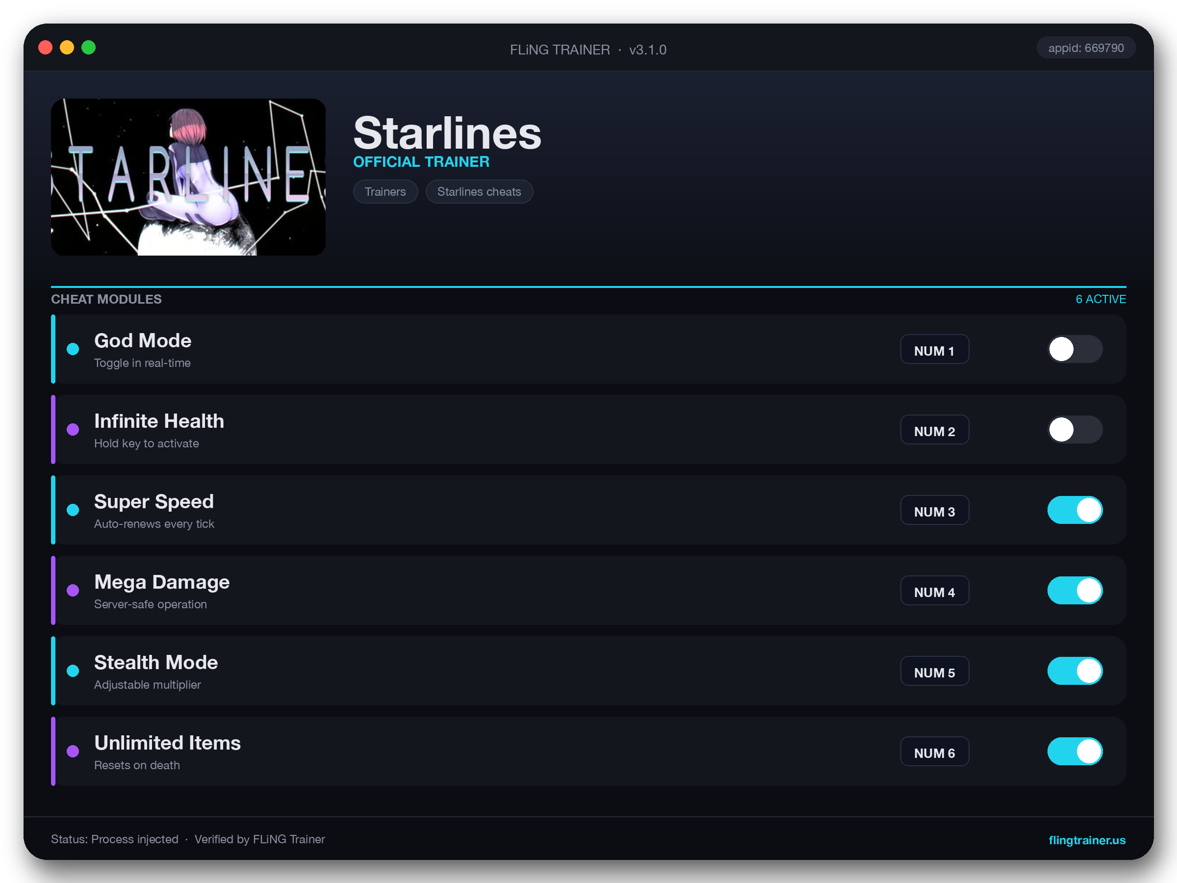 Starlines Trainer interface