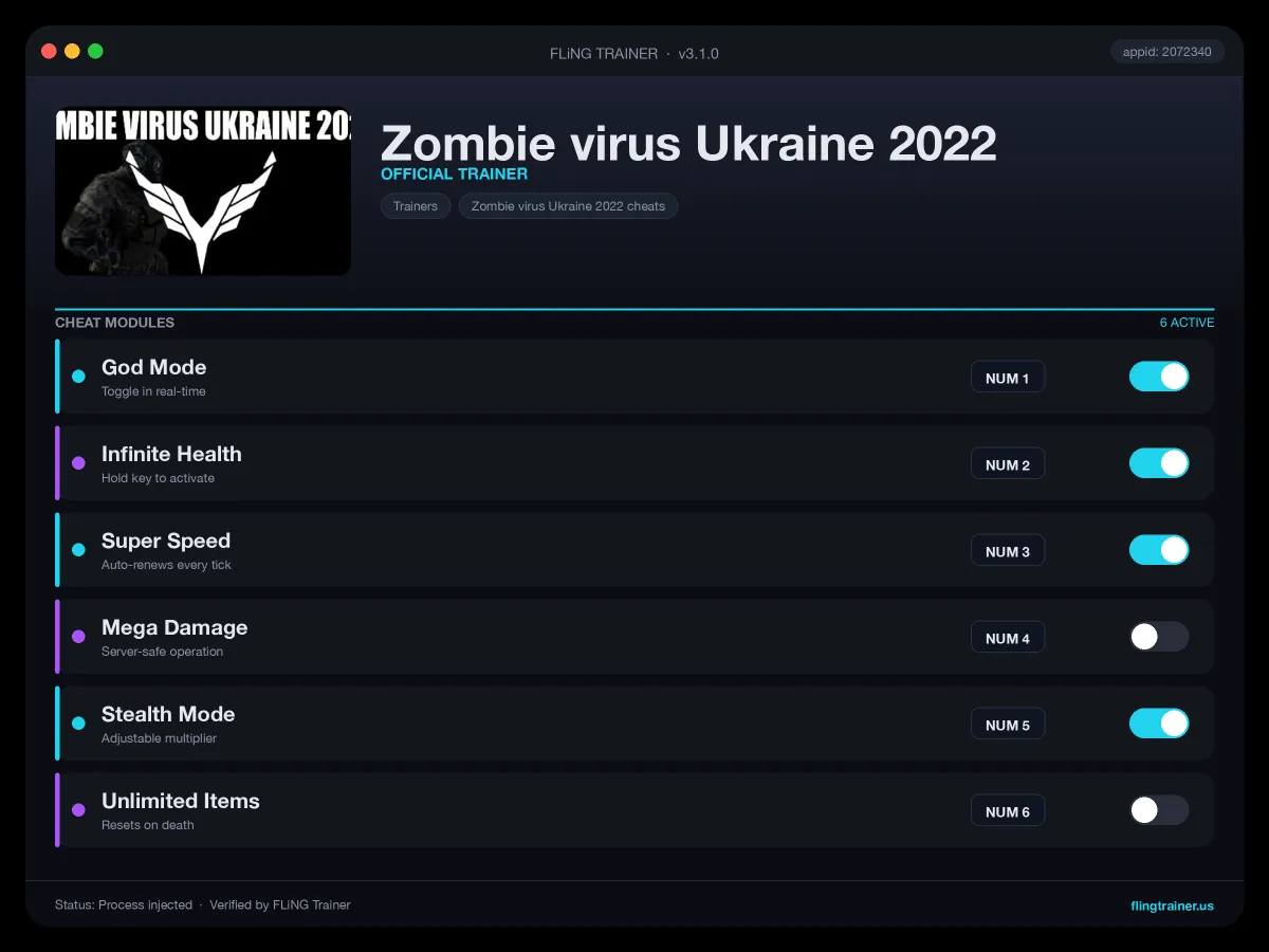 Zombie virus Ukraine 2022 Trainer interface