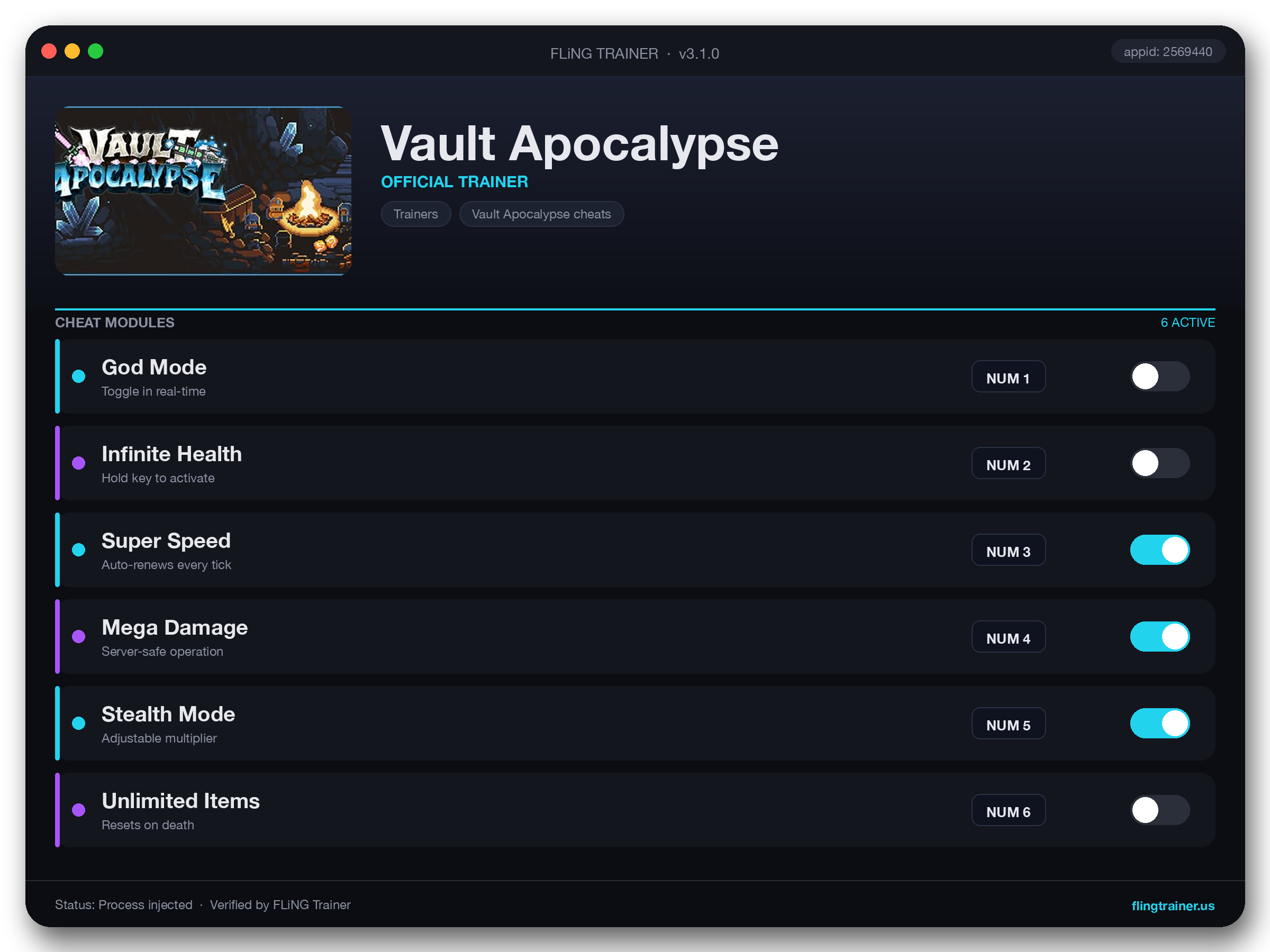 Vault Apocalypse Trainer interface