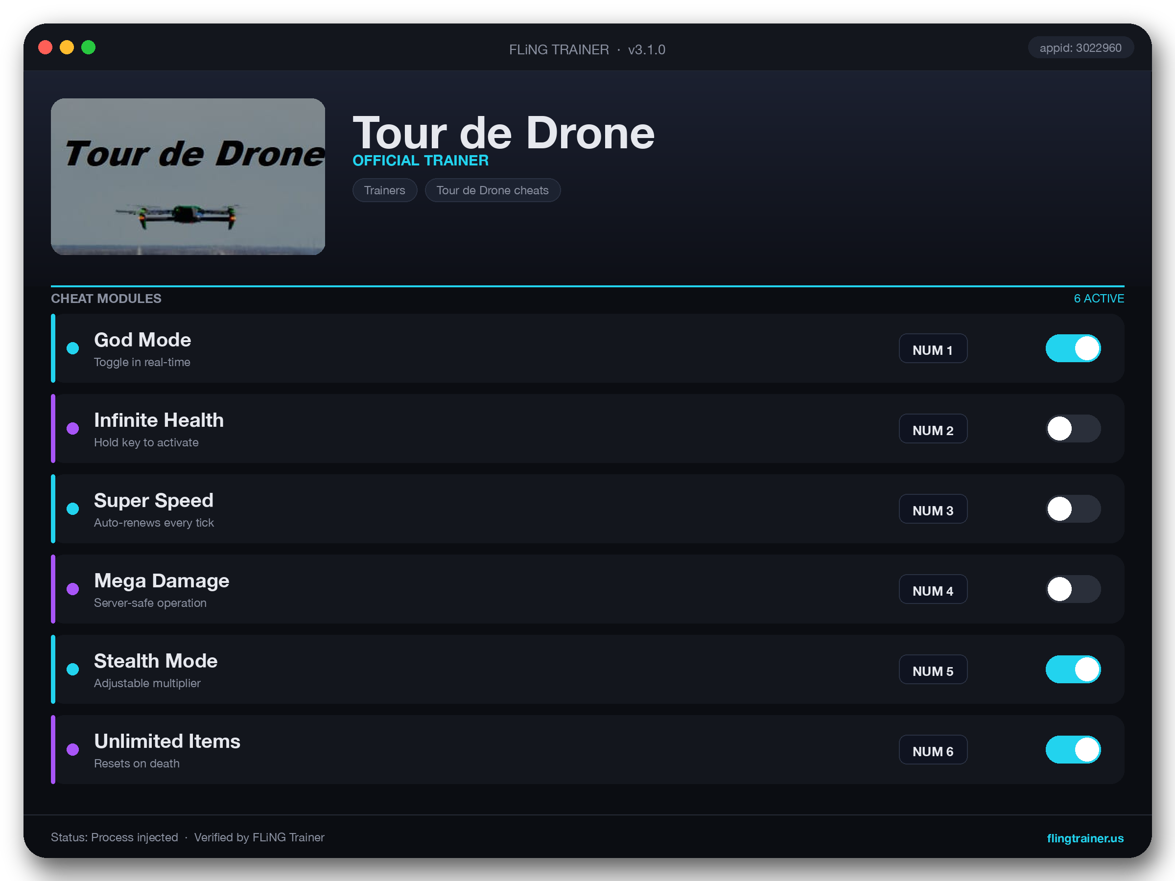 Tour de Drone Trainer interface