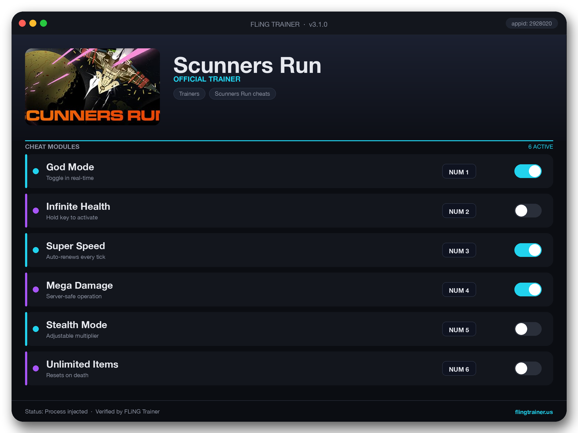 Scunners Run Trainer interface