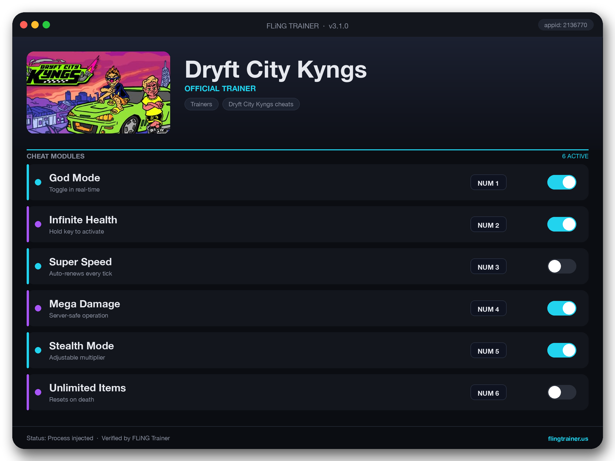 Dryft City Kyngs Trainer interface