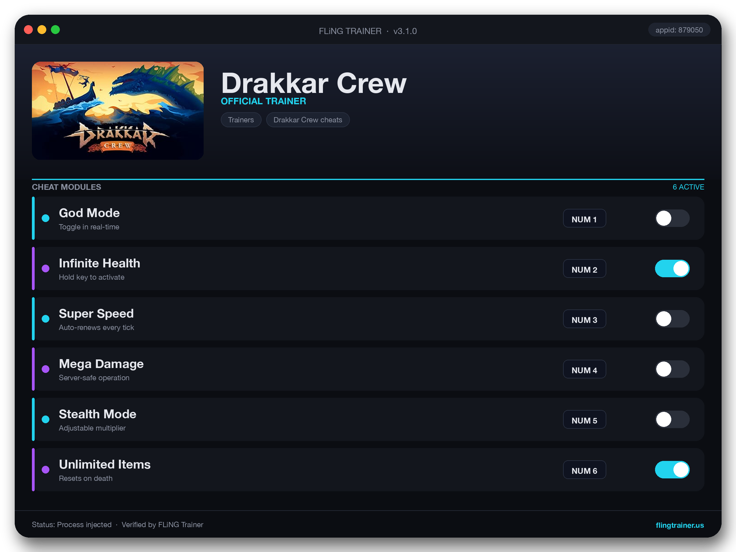Drakkar Crew Trainer interface
