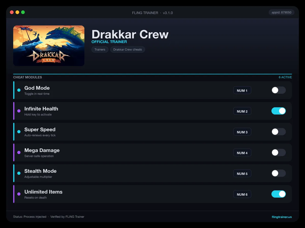 Drakkar Crew Trainer interface