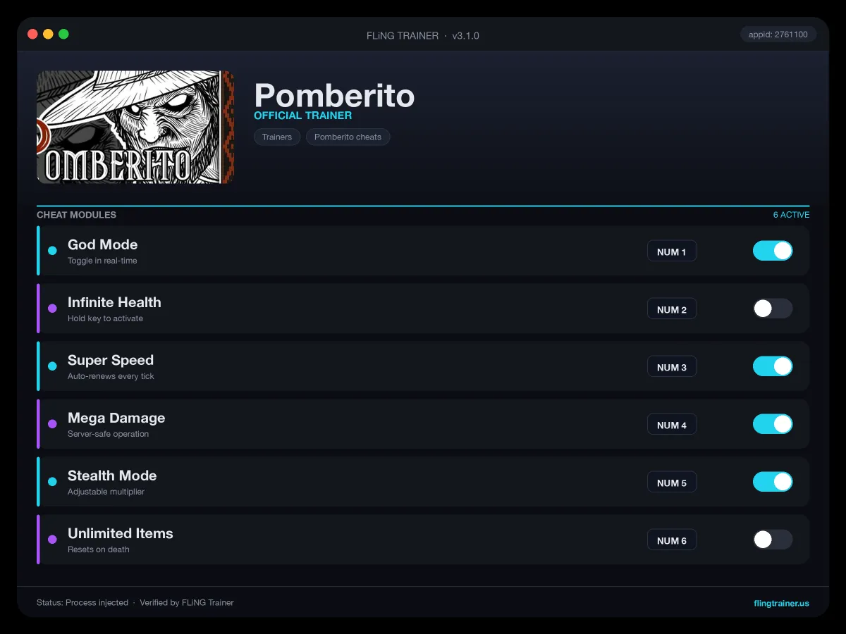 Pomberito Trainer interface