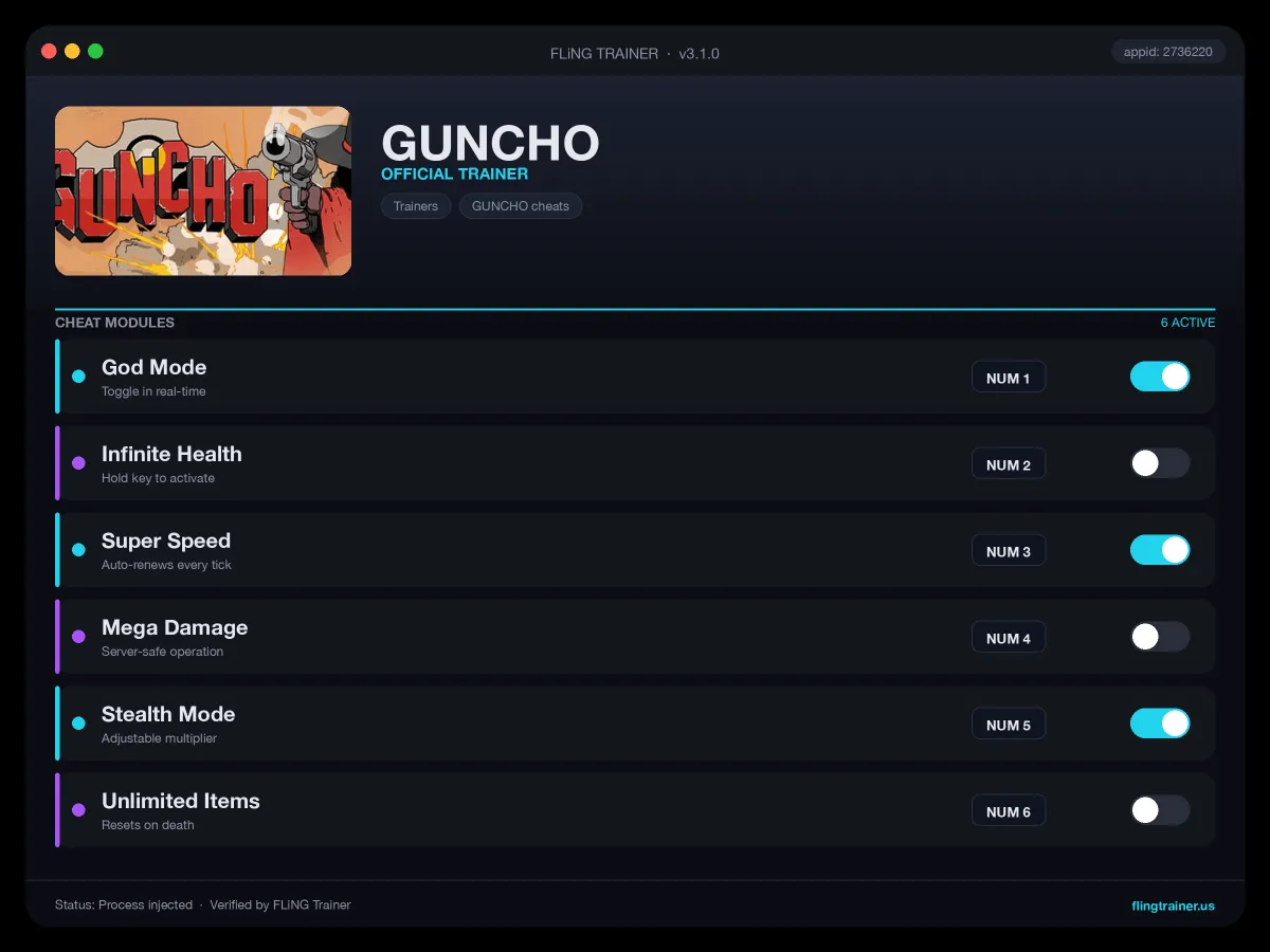 GUNCHO Trainer interface