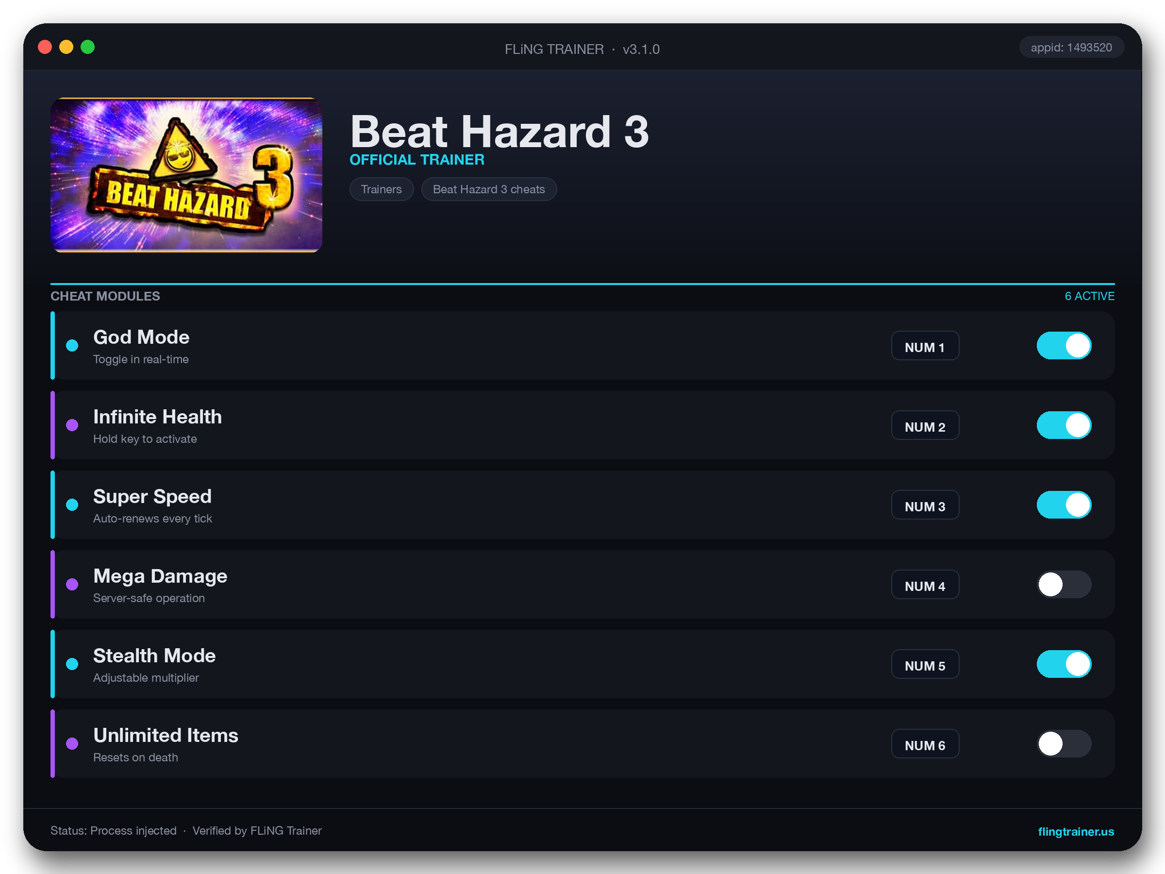 Beat Hazard 3 Trainer interface