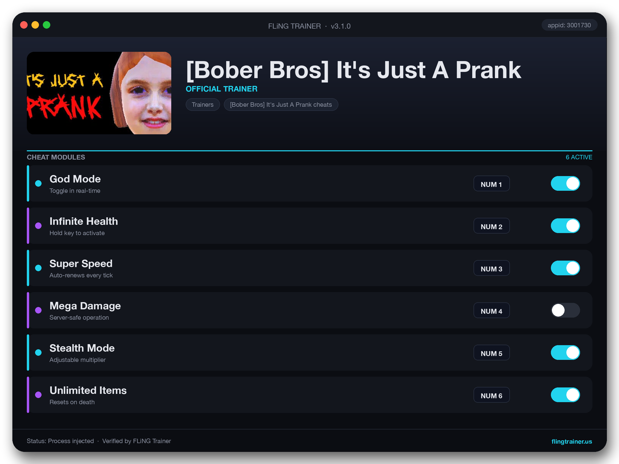 [Bober Bros] It's Just A Prank Trainer interface