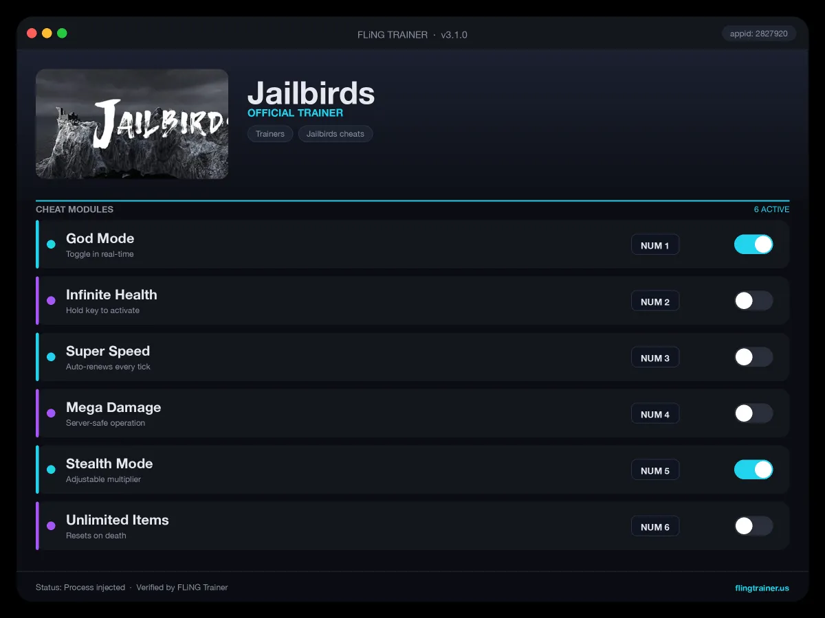 Jailbirds Trainer interface