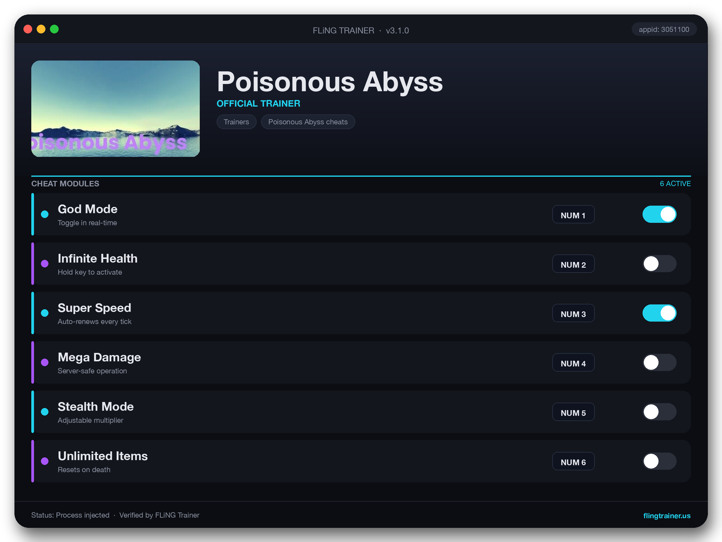 Poisonous Abyss Trainer interface