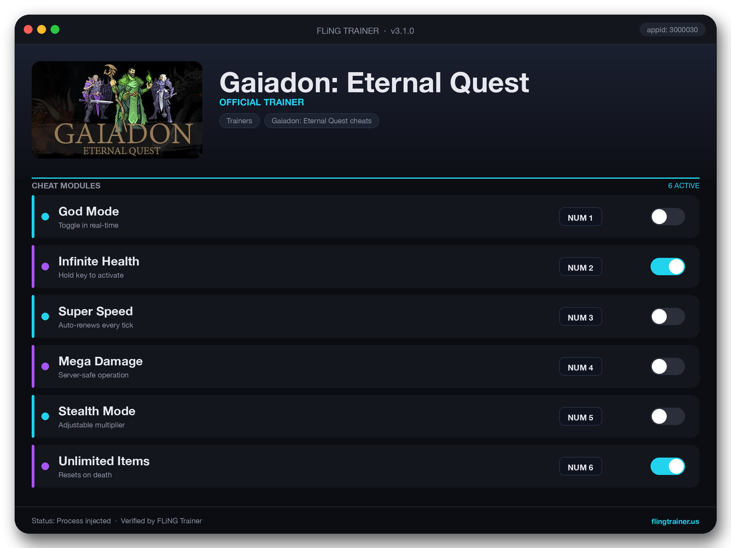 Gaiadon: Eternal Quest Trainer interface