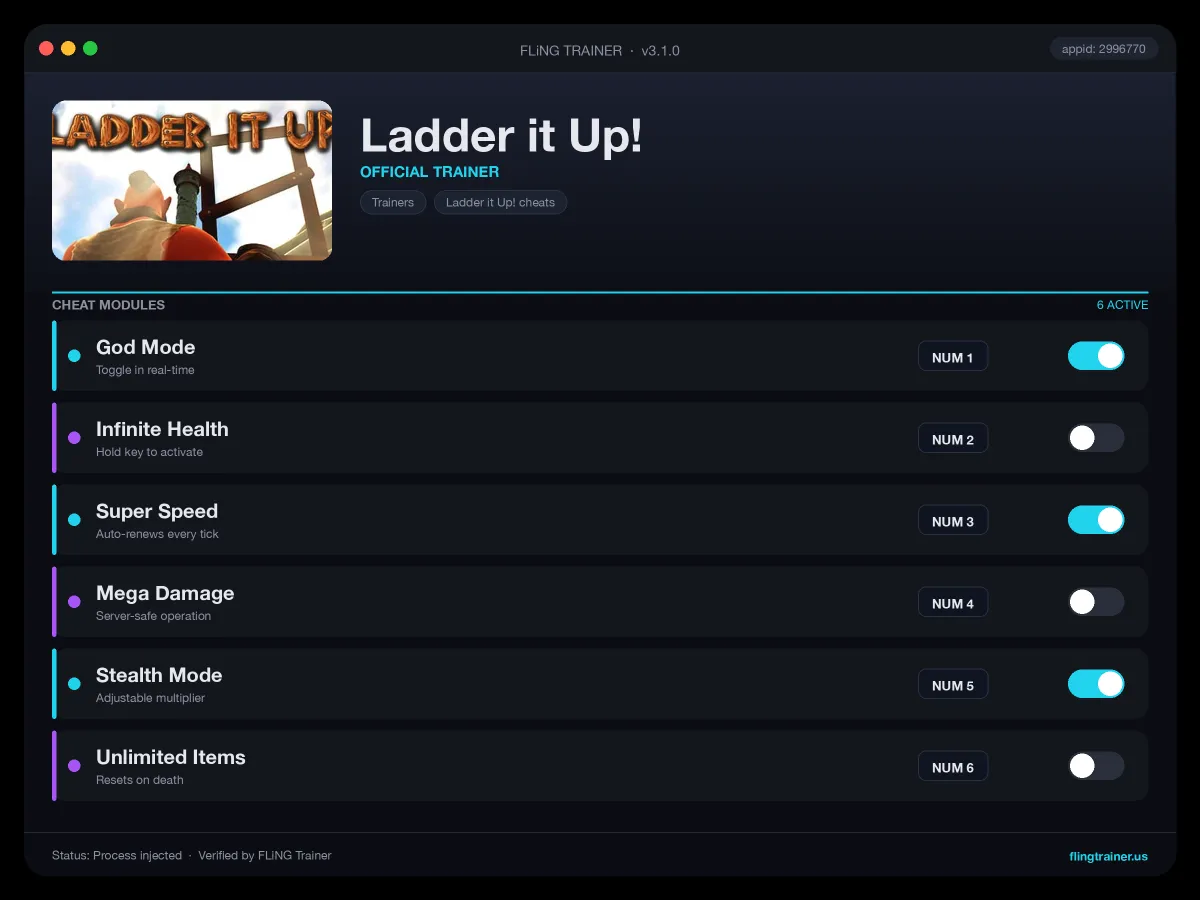 Ladder it Up! Trainer interface