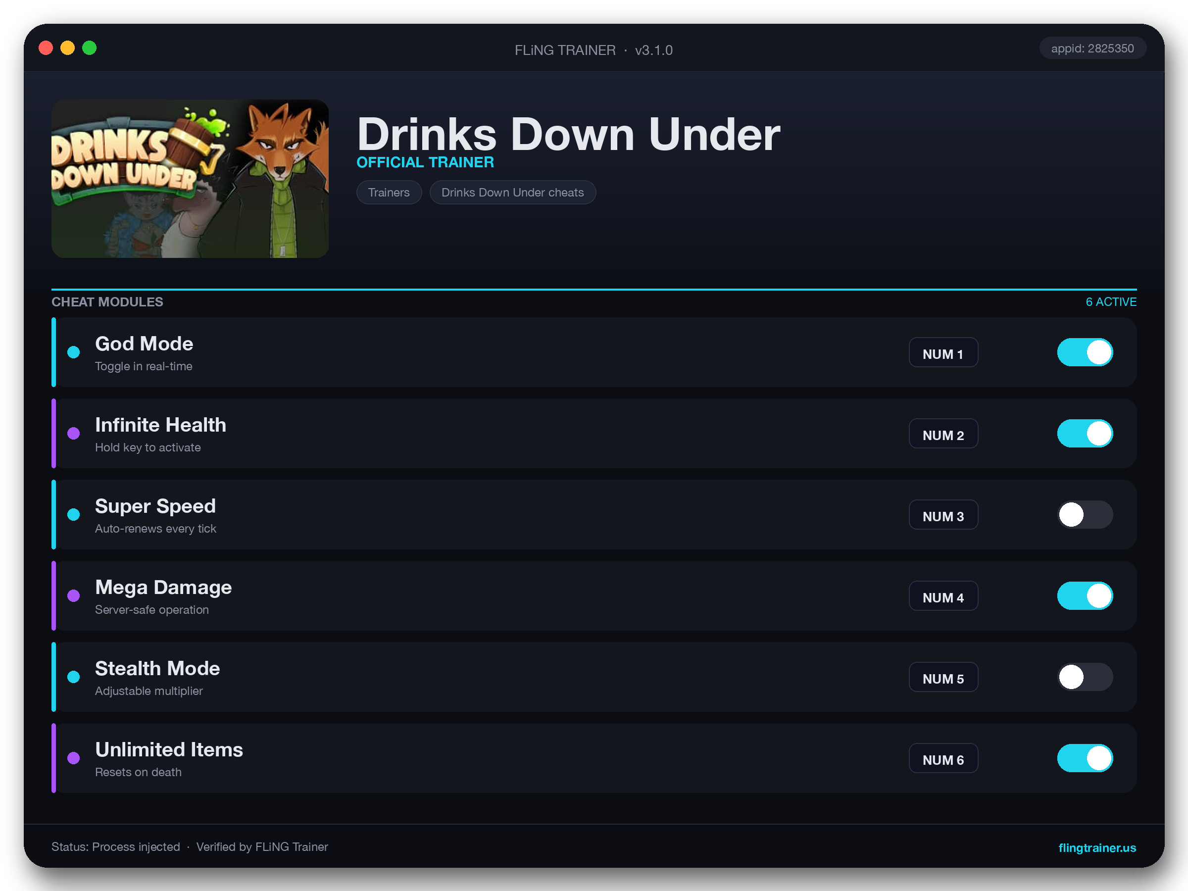 Drinks Down Under Trainer interface