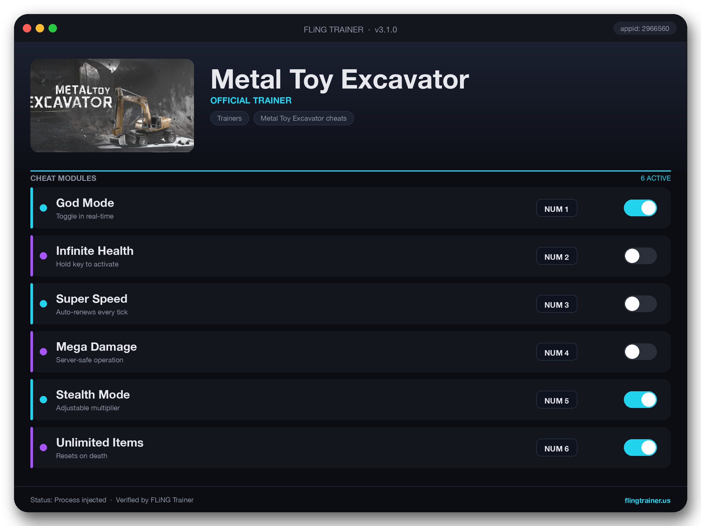 Metal Toy Excavator Trainer interface