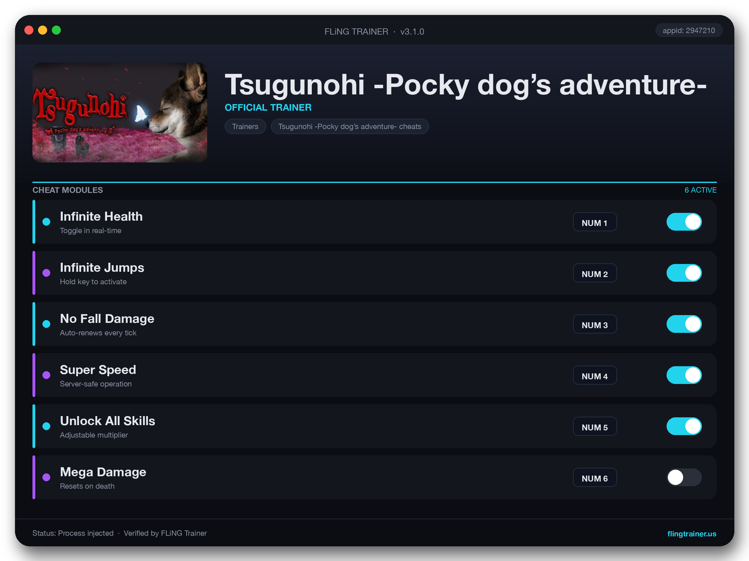 Tsugunohi -Pocky dog’s adventure- Trainer interface
