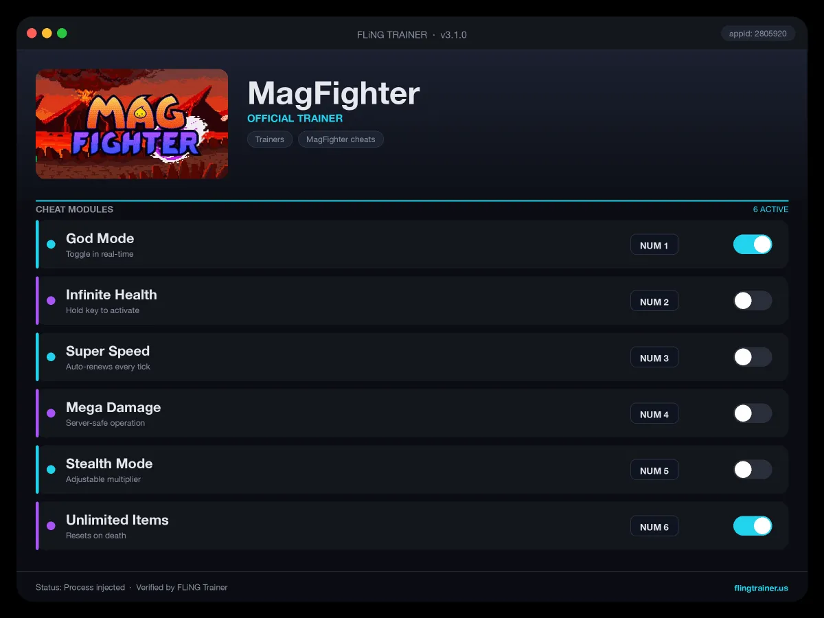 MagFighter Trainer interface