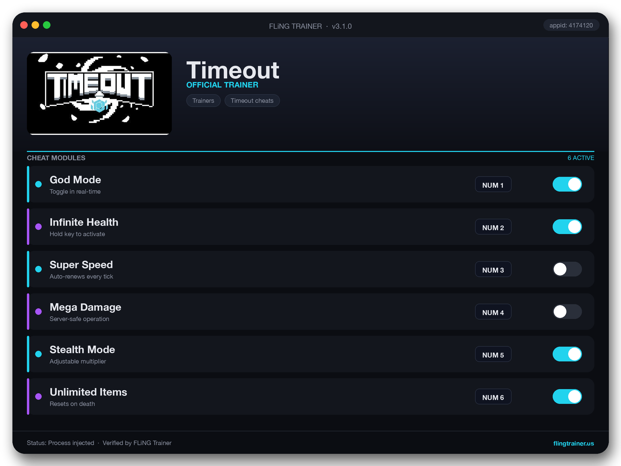 Timeout Trainer interface