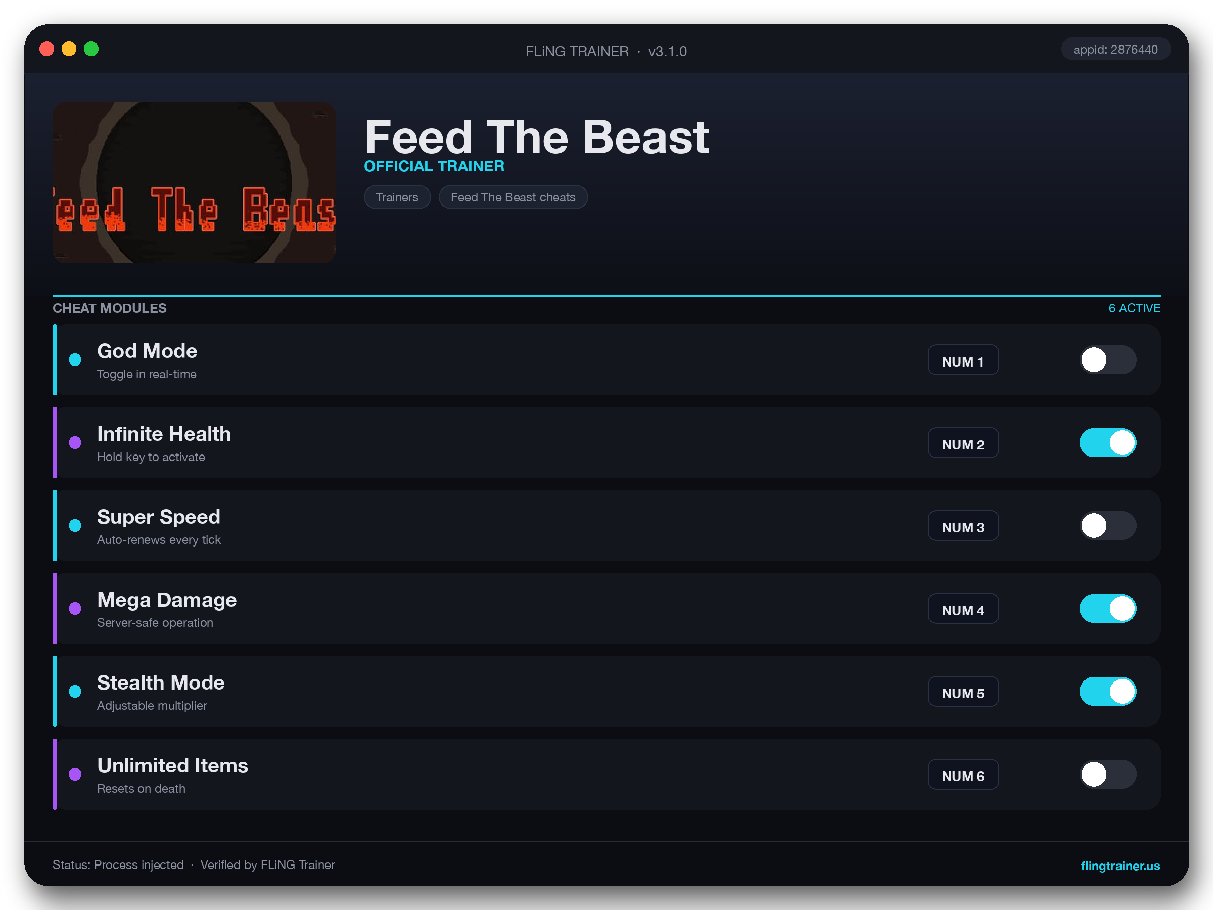 Feed The Beast Trainer interface
