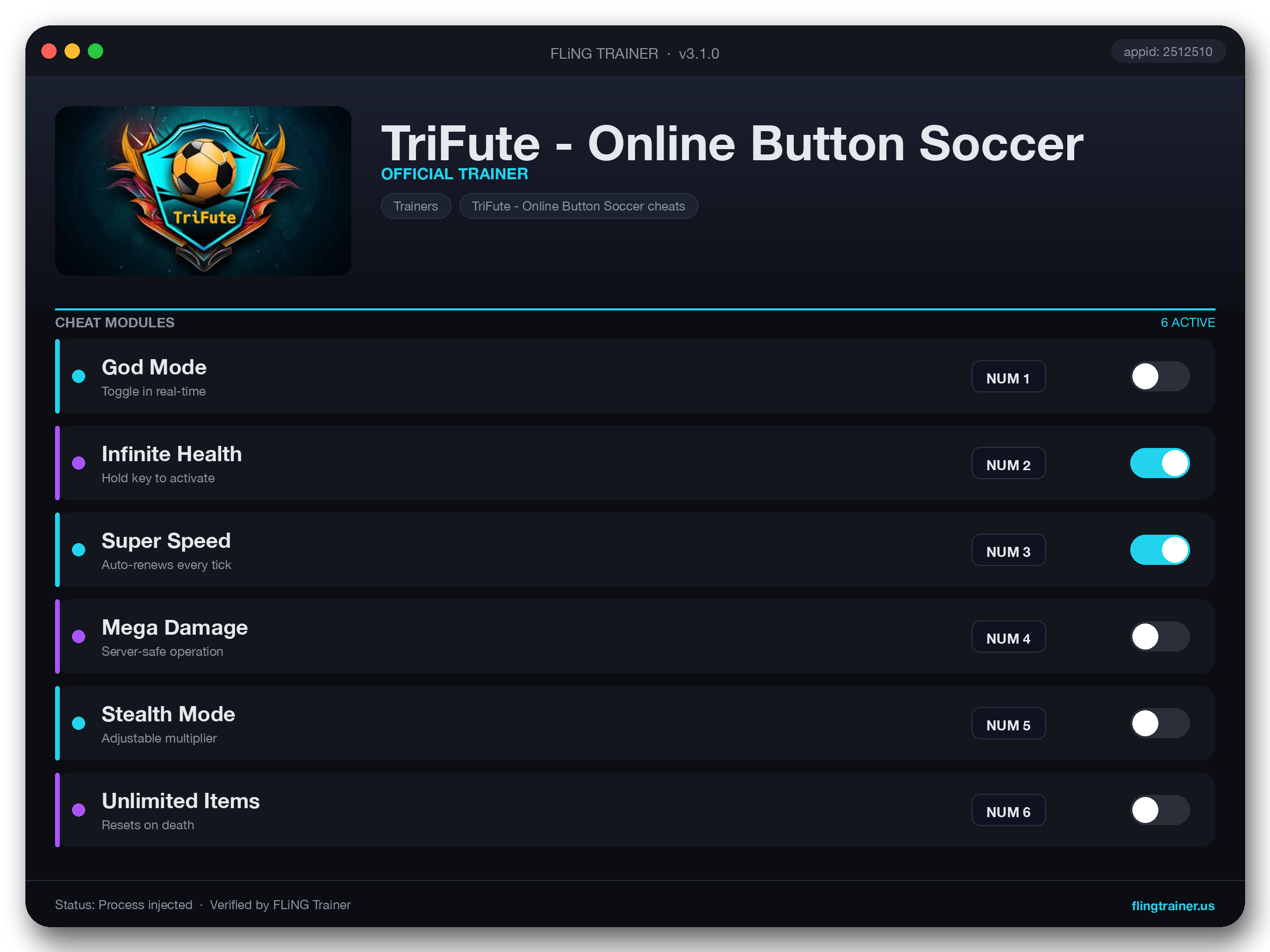 TriFute - Online Button Soccer Trainer interface