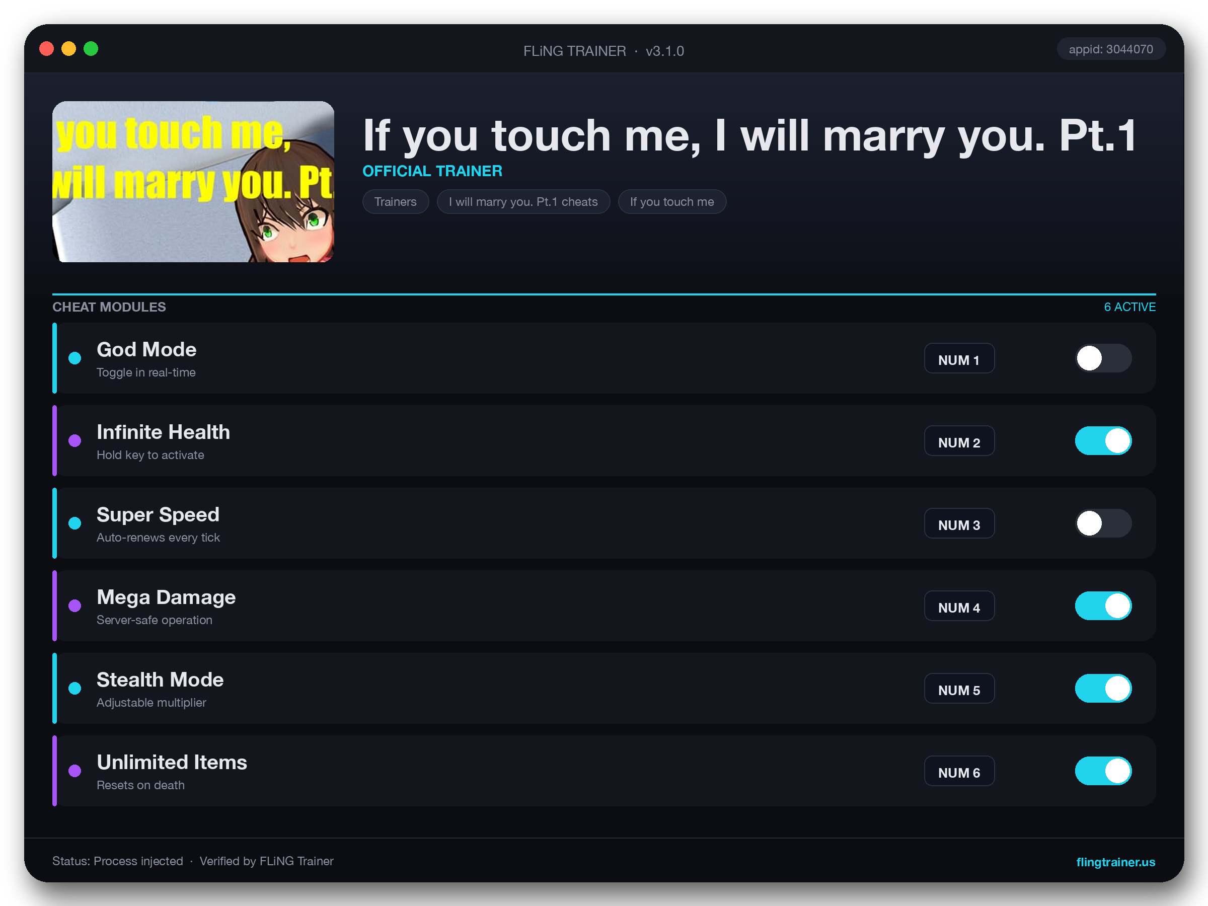 If you touch me, I will marry you. Pt.1 Trainer interface