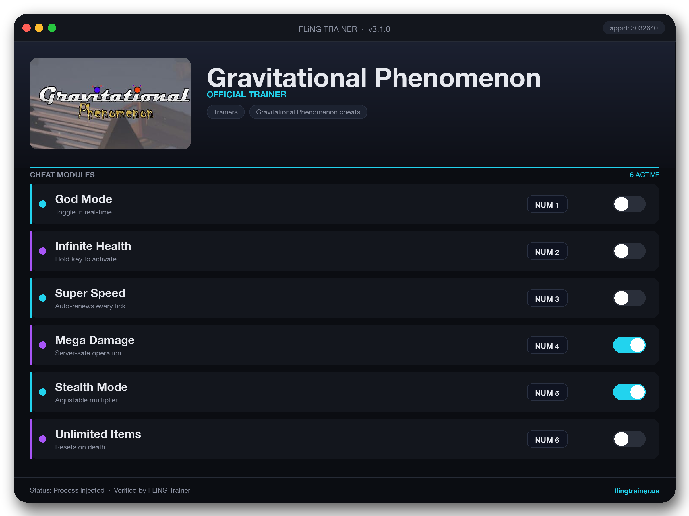 Gravitational Phenomenon Trainer interface