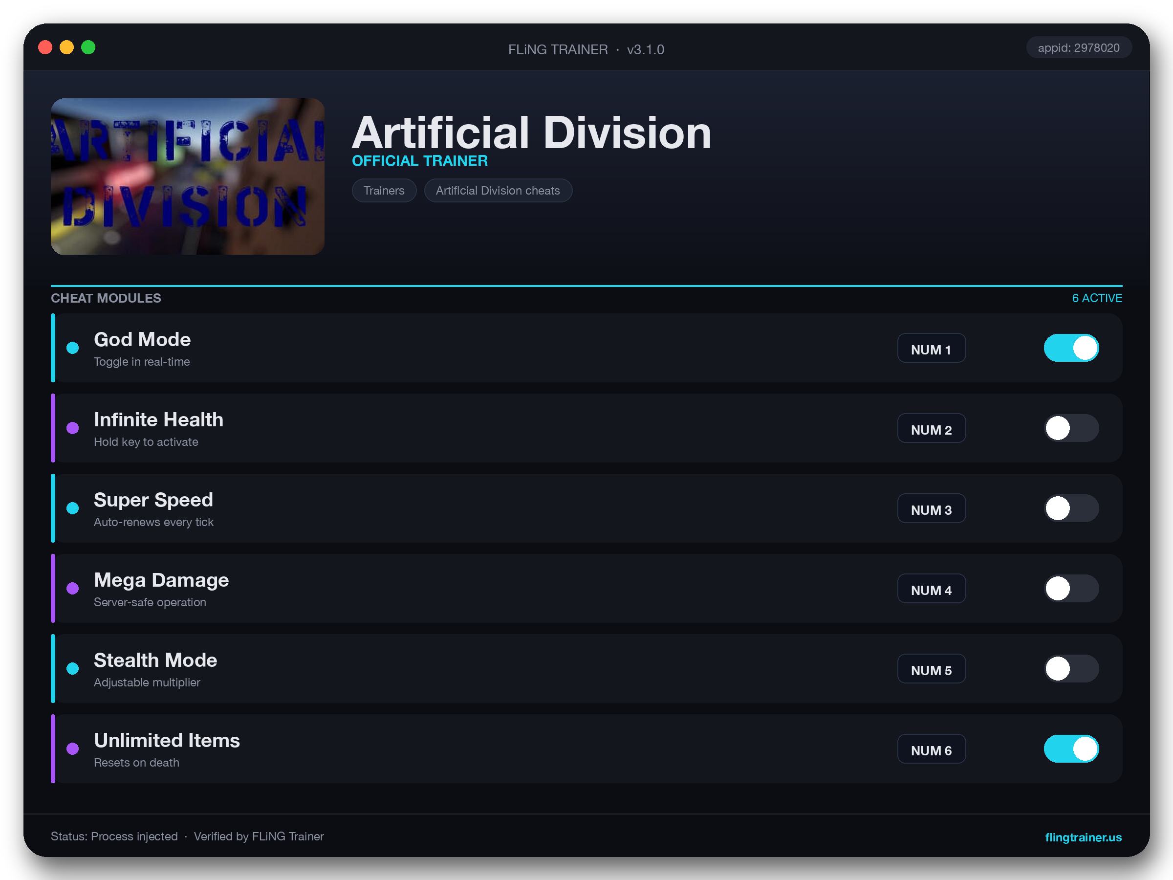 Artificial Division Trainer interface