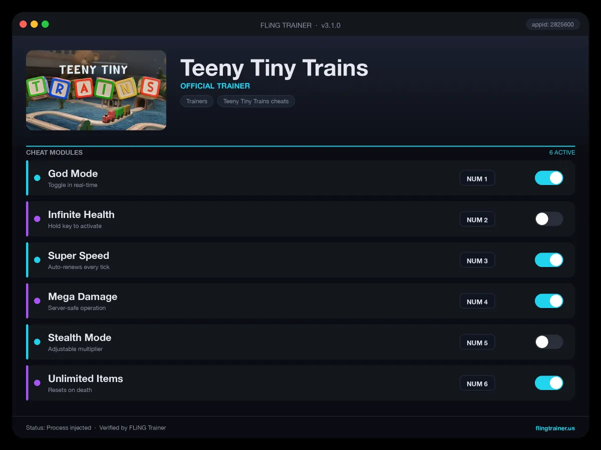 Teeny Tiny Trains Trainer interface