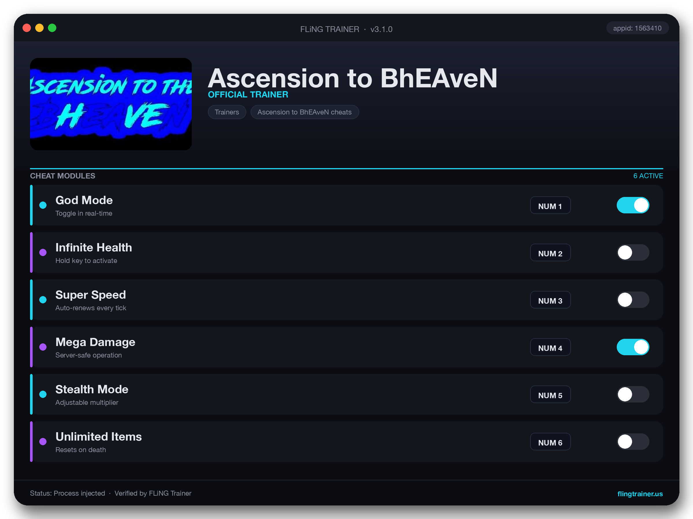 Ascension to BhEAveN Trainer interface