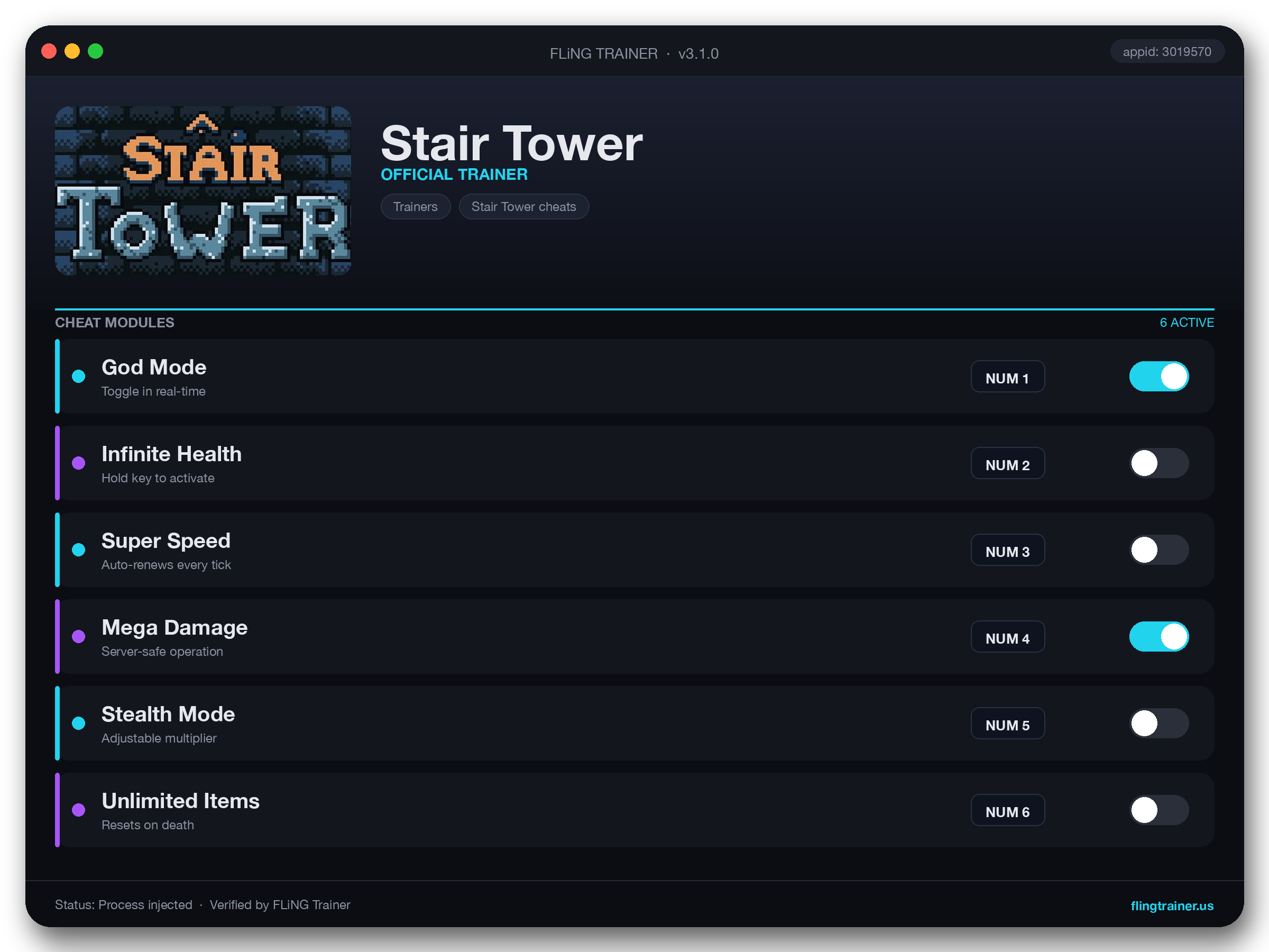Stair Tower Trainer interface