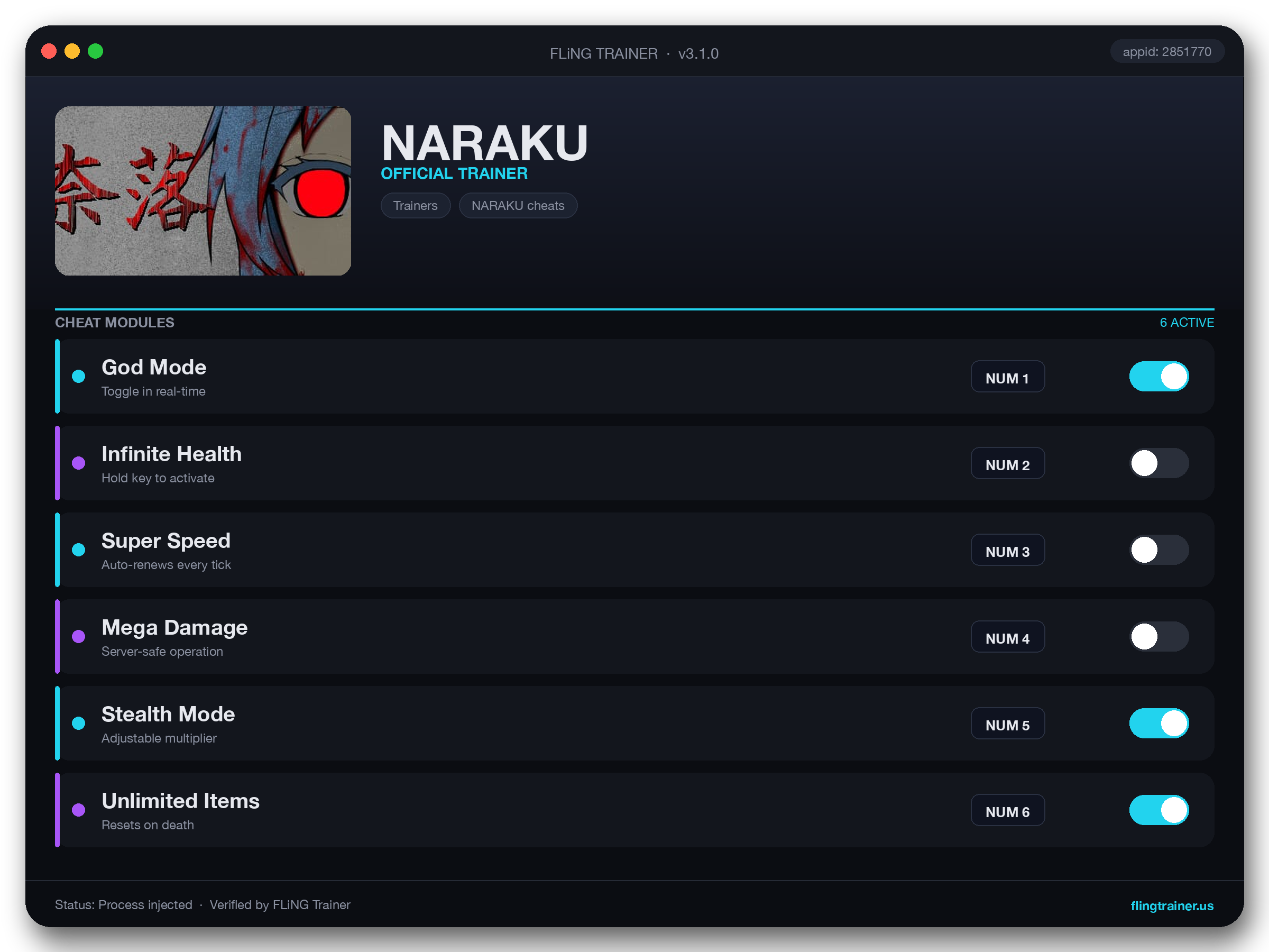 NARAKU Trainer interface