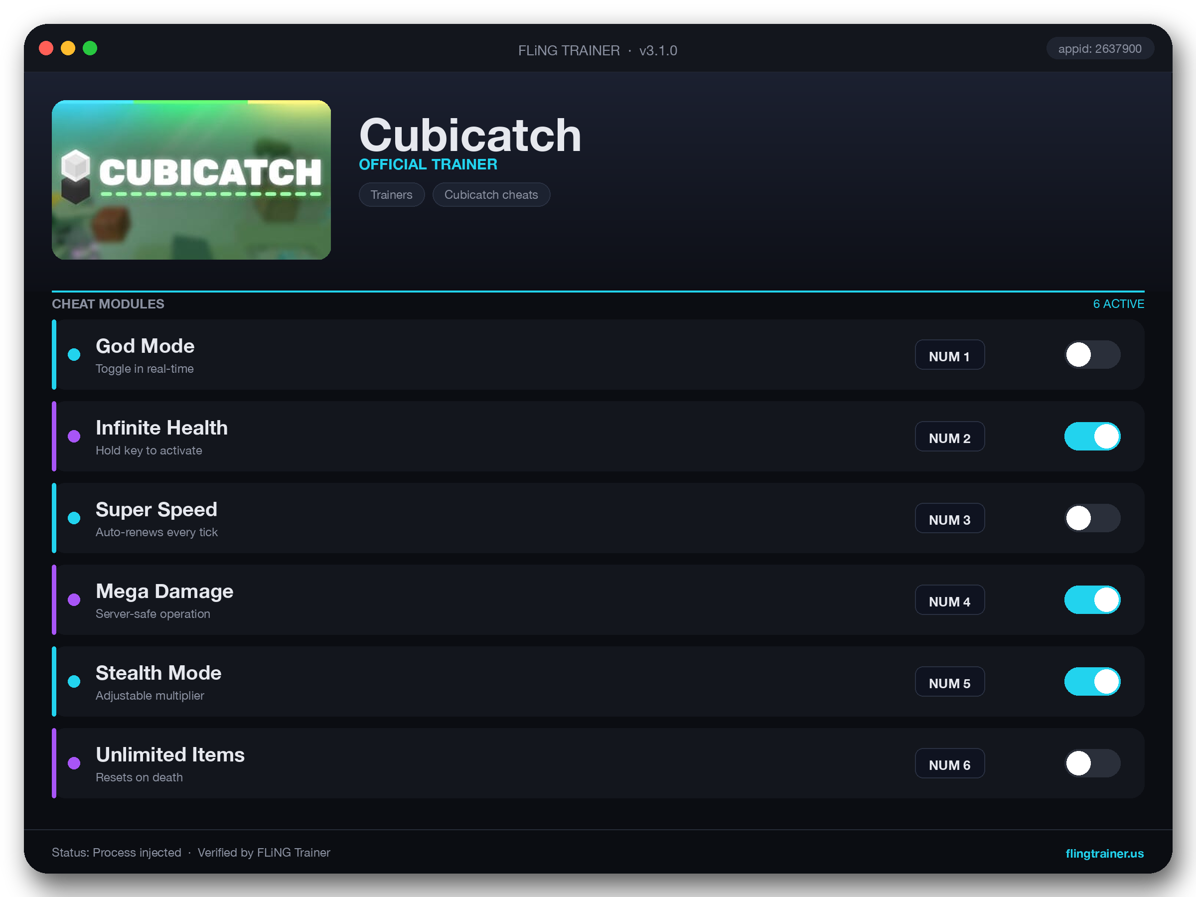 Cubicatch Trainer interface