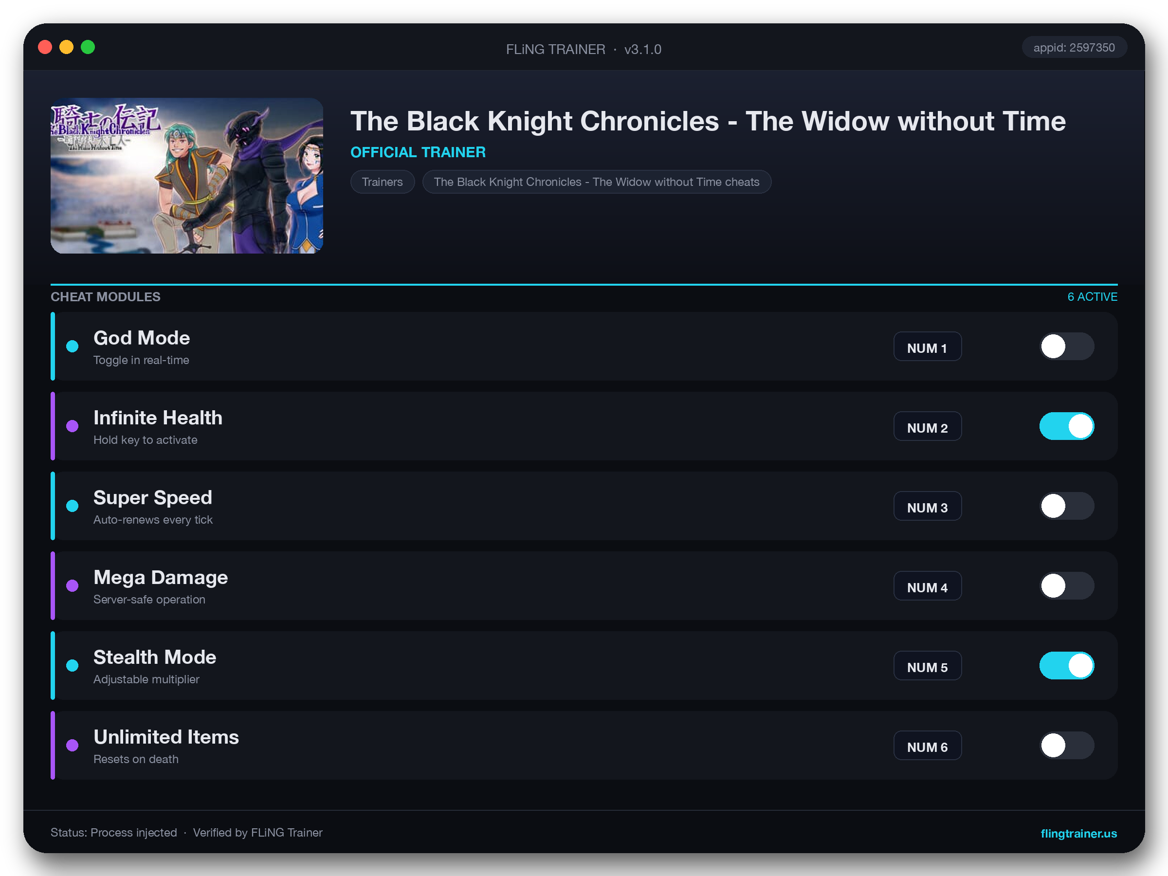 The Black Knight Chronicles - The Widow without Time Trainer interface