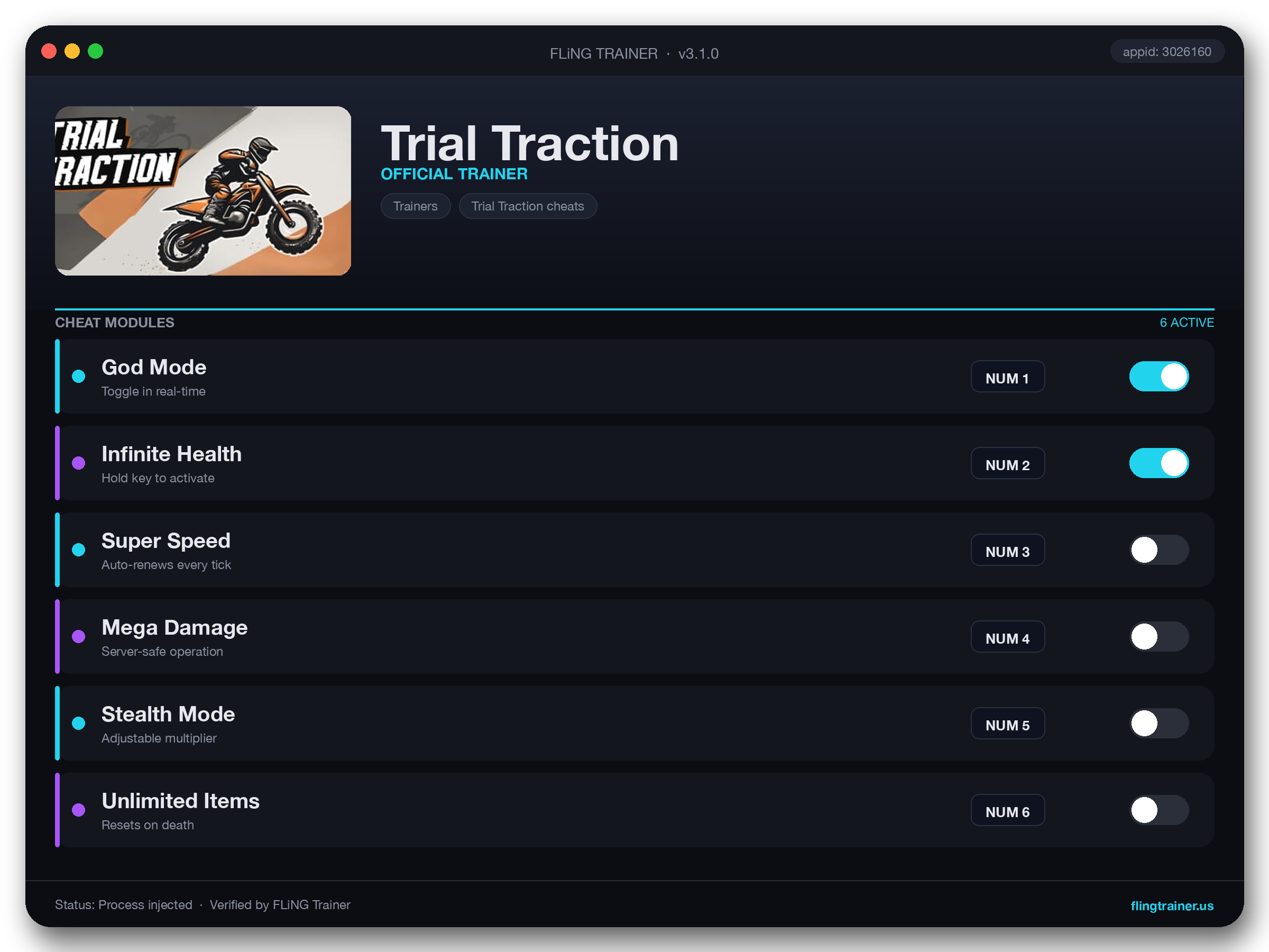 Trial Traction Trainer interface