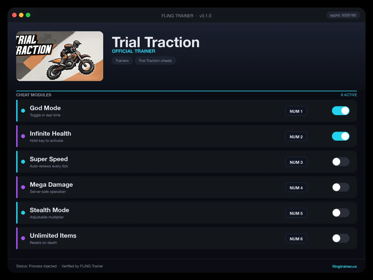 Trial Traction Trainer interface