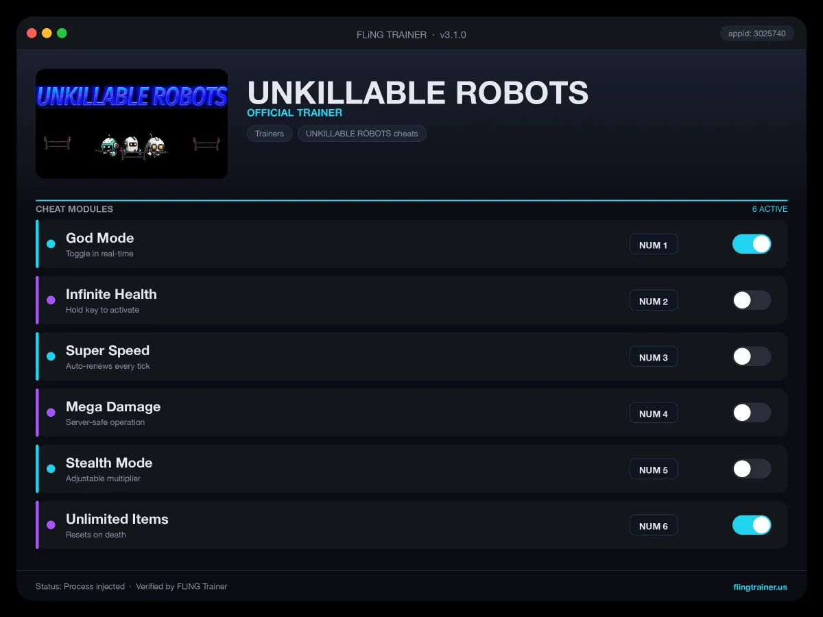 UNKILLABLE ROBOTS Trainer interface