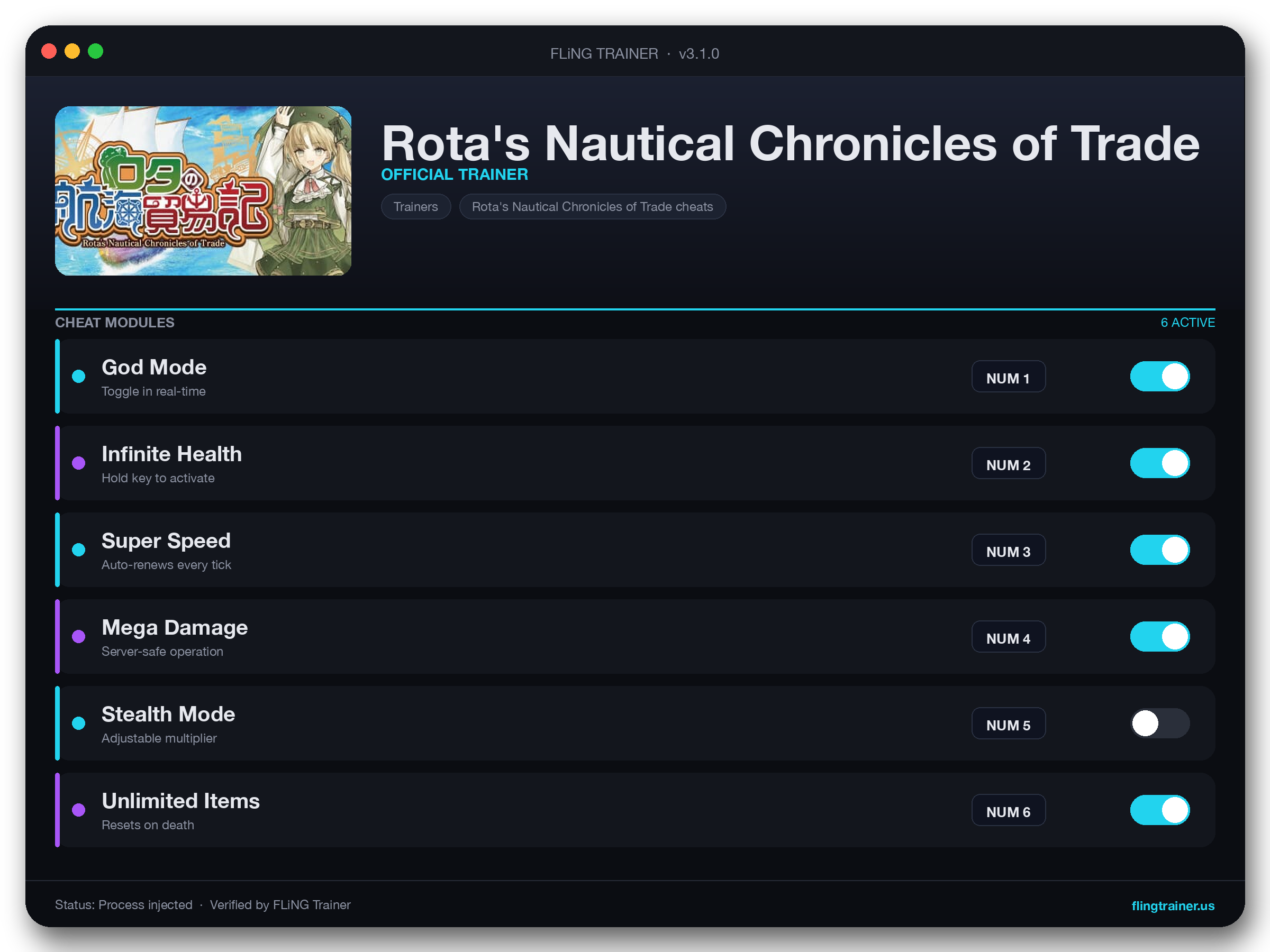 Rota's Nautical Chronicles of Trade Trainer interface